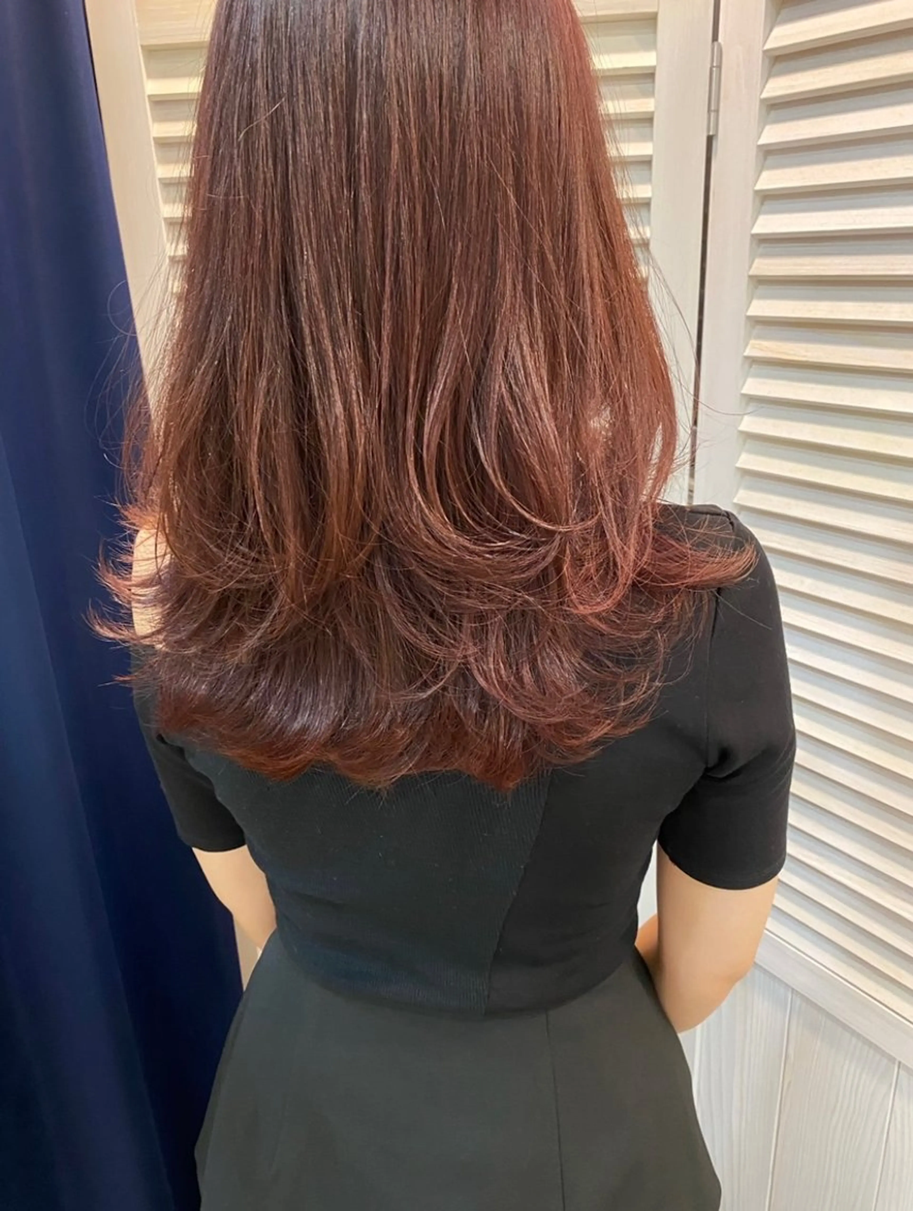 ロング カラー レッドカラー ハイレイヤー レイヤーカット erika /韓国ヘアのヘアスタイル