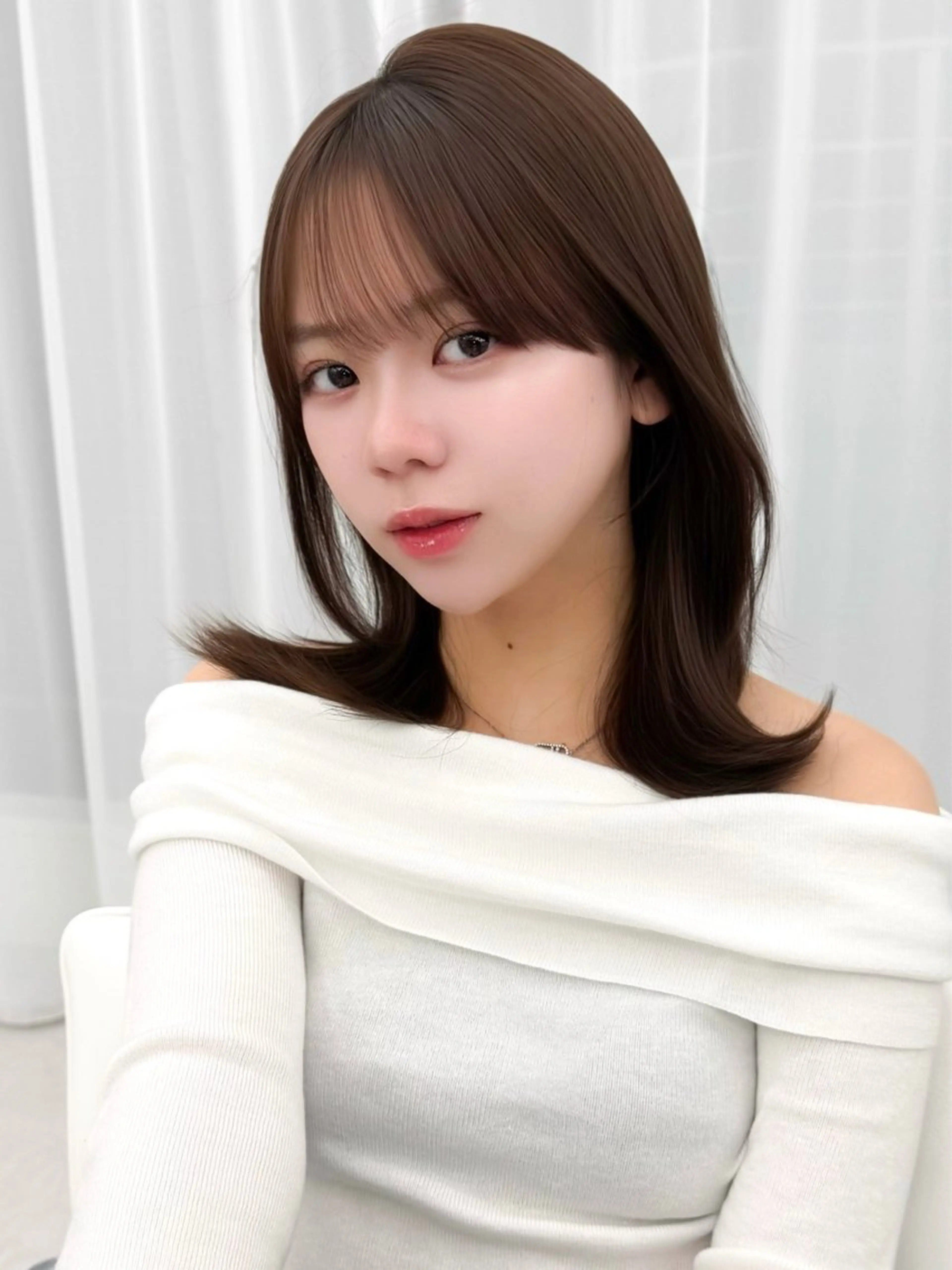 セミロング カラー ヘアアレンジ カット ヘアカラー トリートメント 顔周り&ミディアム 特化/池袋/kokiのヘアスタイル