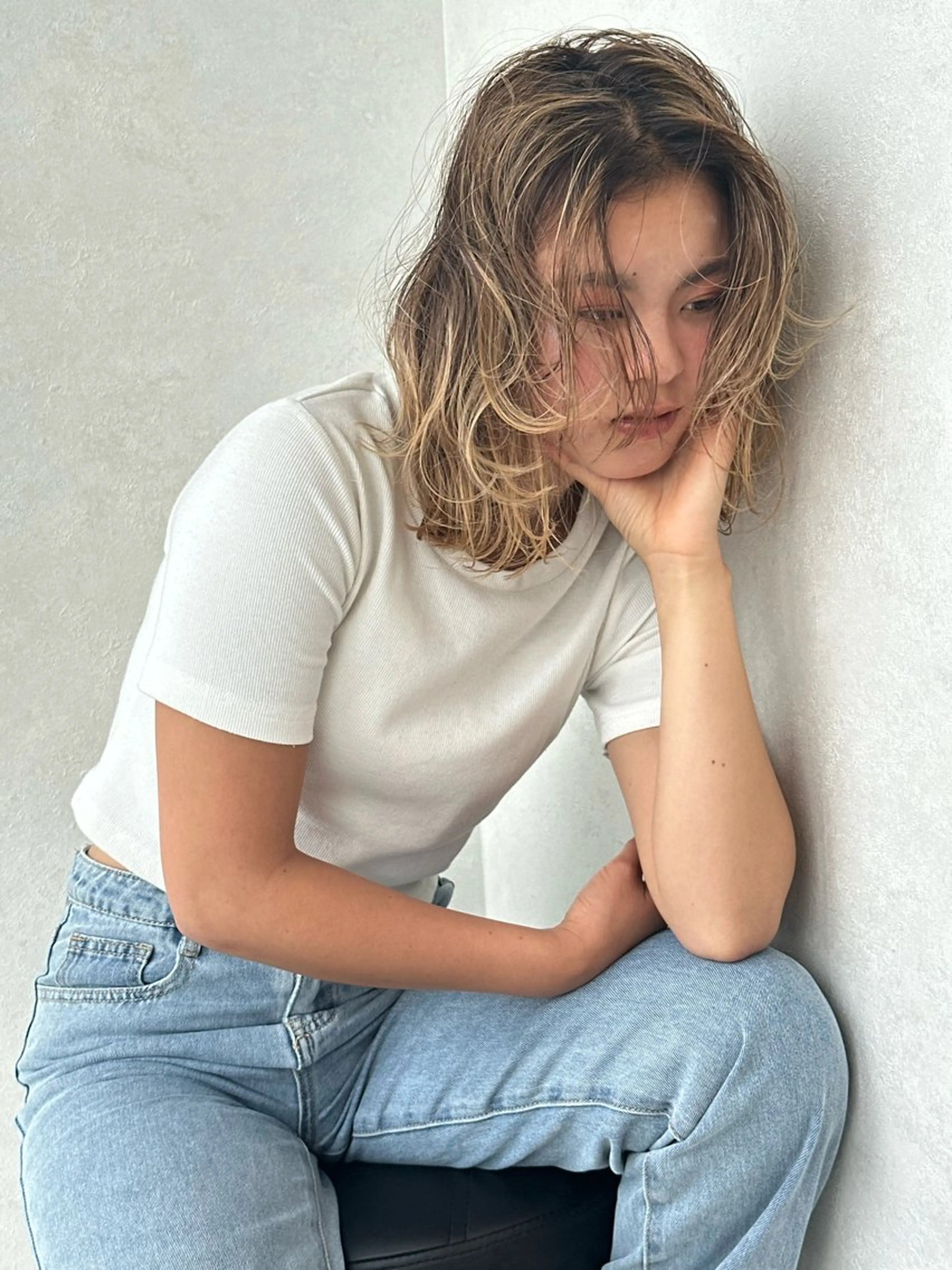 ミディアム 似合わせレイヤー 海外風レイヤーmioのヘアスタイル