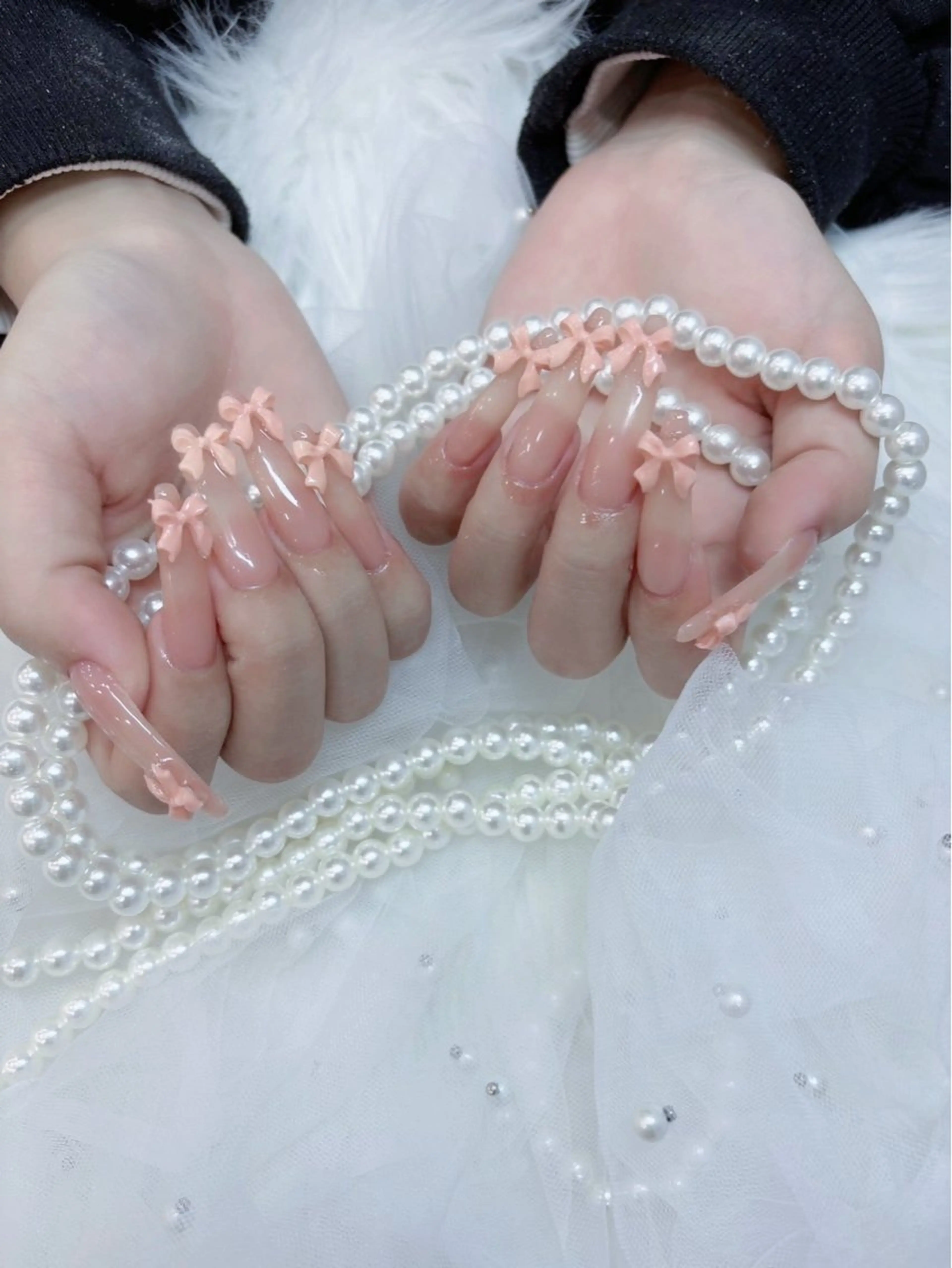 ネイル リボン スカルプネイル ワンホンネイル icy nail れいあのネイルデザイン