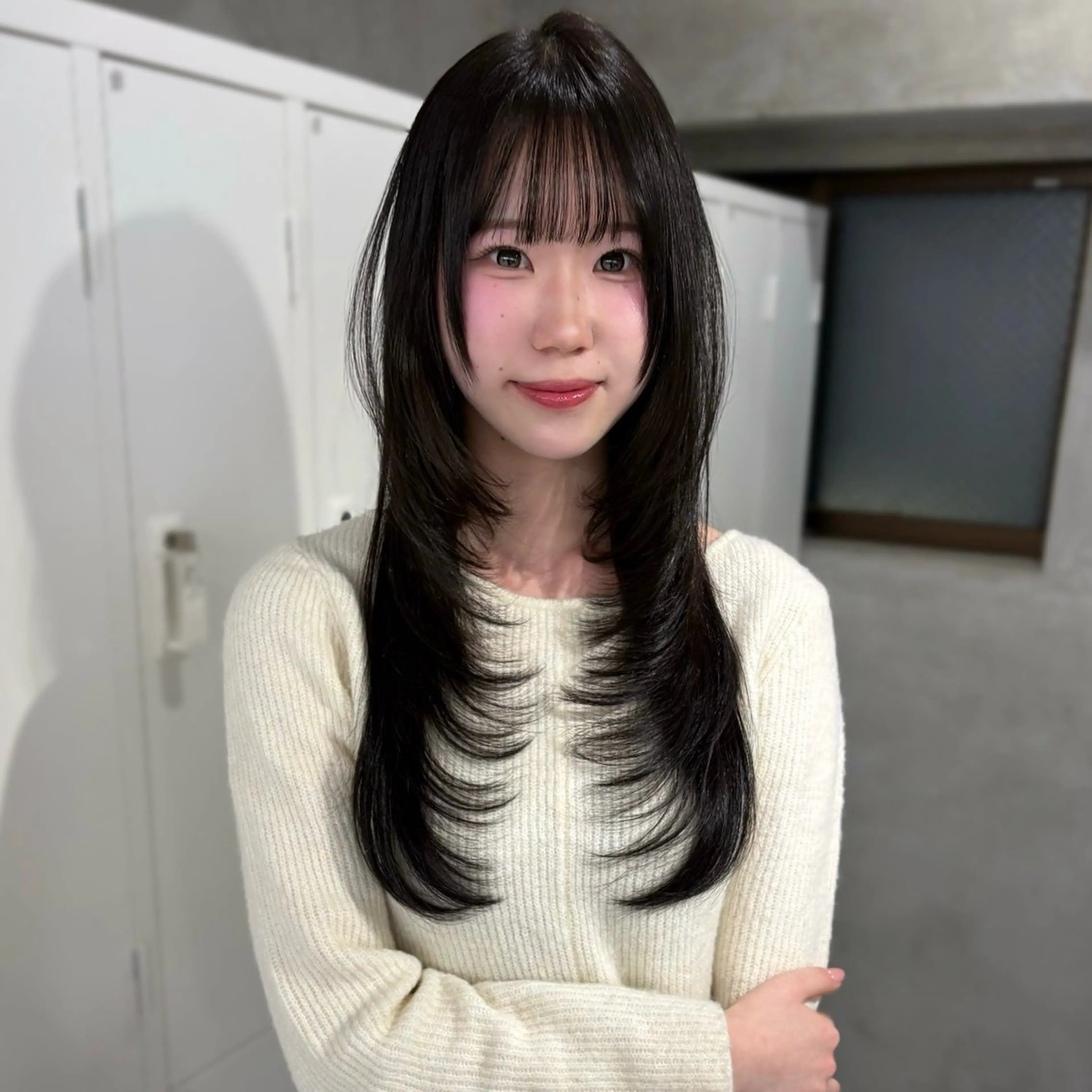 ロング カラー ロングレイヤー レイヤーカット ロング カット ヘアカラー riko/レイヤー/ 艶カラー/ヘアセットのヘアスタイル