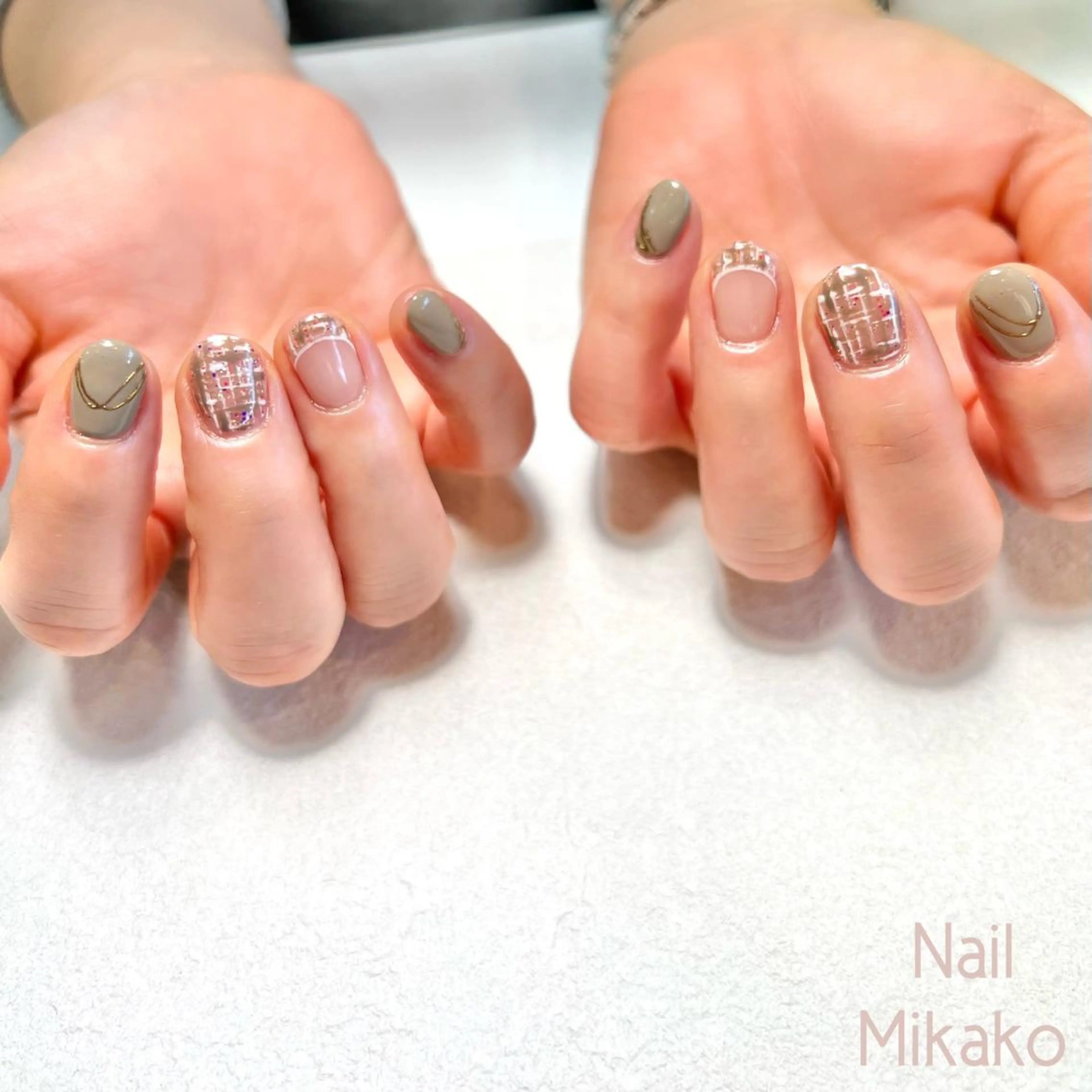 ネイル フレンチネイル ミラーネイル ツイードネイル Nail_Mikako所属・Nail Mikakoのネイルデザイン