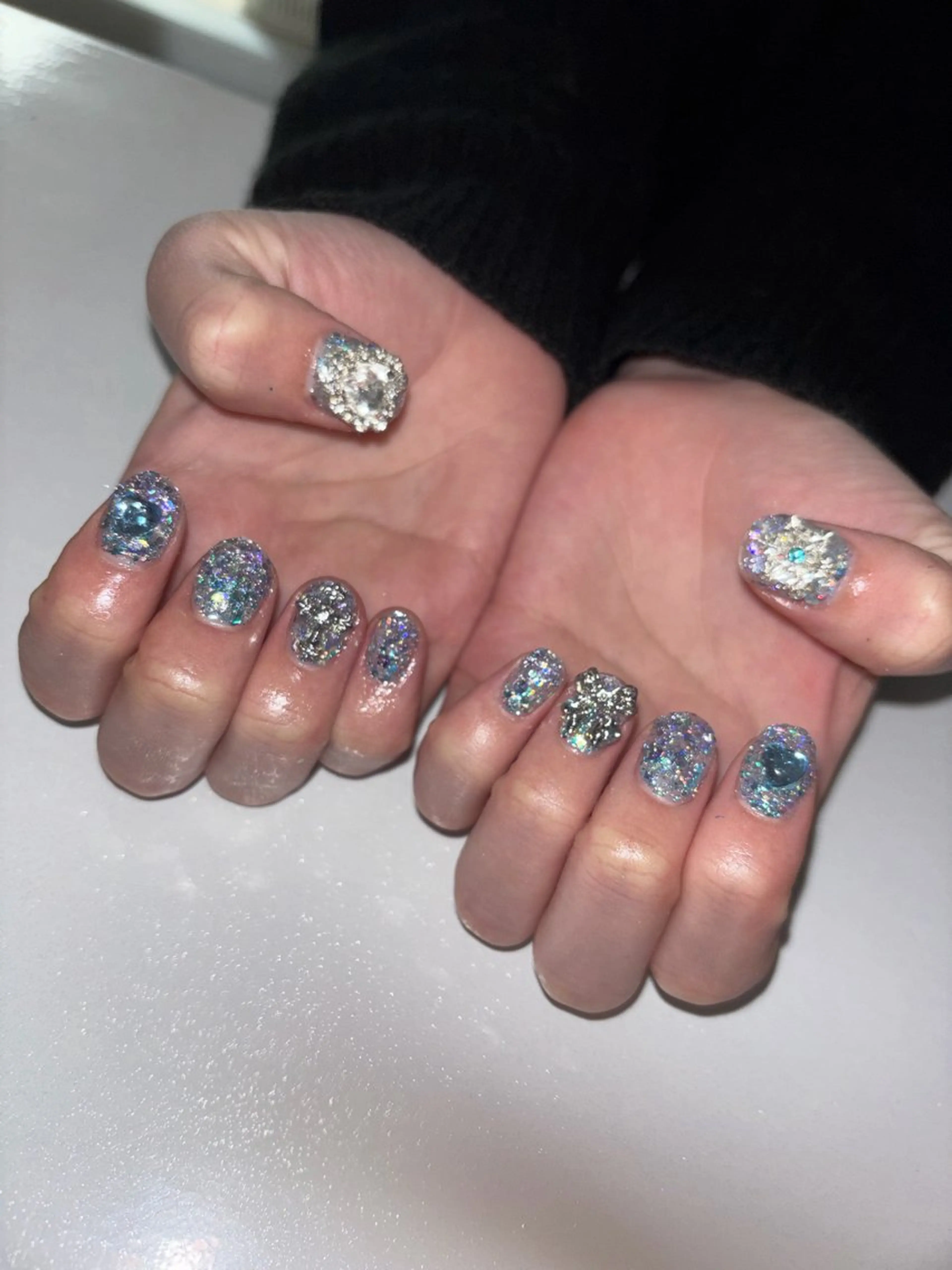 ショートネイル（自爪長さ指定不可）＋パーツアート無制限の写真