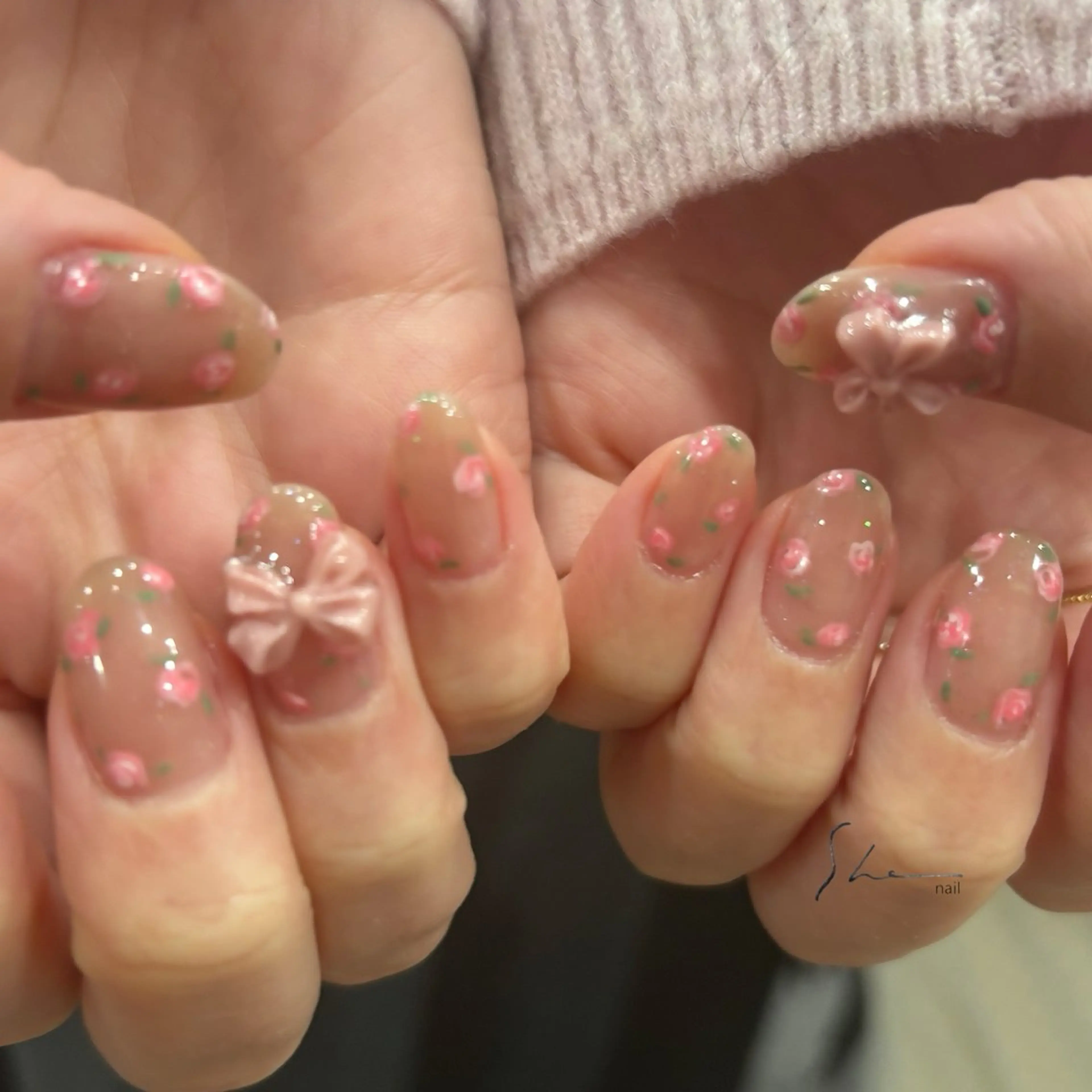 ネイル フラワーネイル ニュアンスネイル ハンドネイル SHE所属・SHE adusaのネイルデザイン