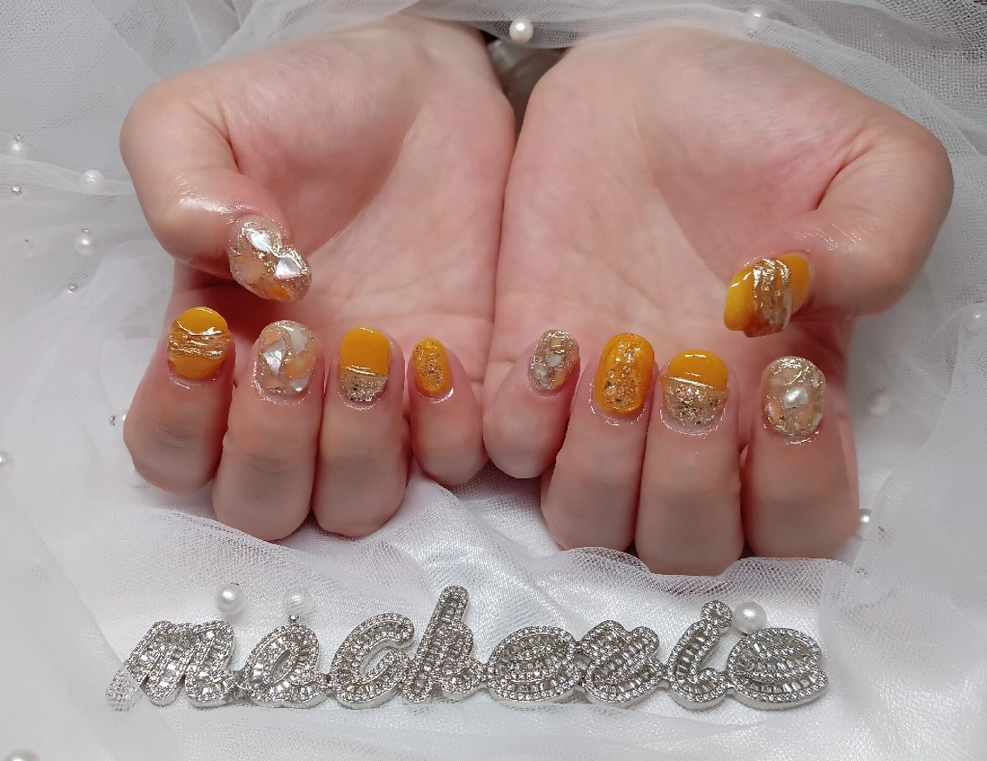 ネイル オレンジ ハンドネイル Nail Salon macherieのネイルデザイン