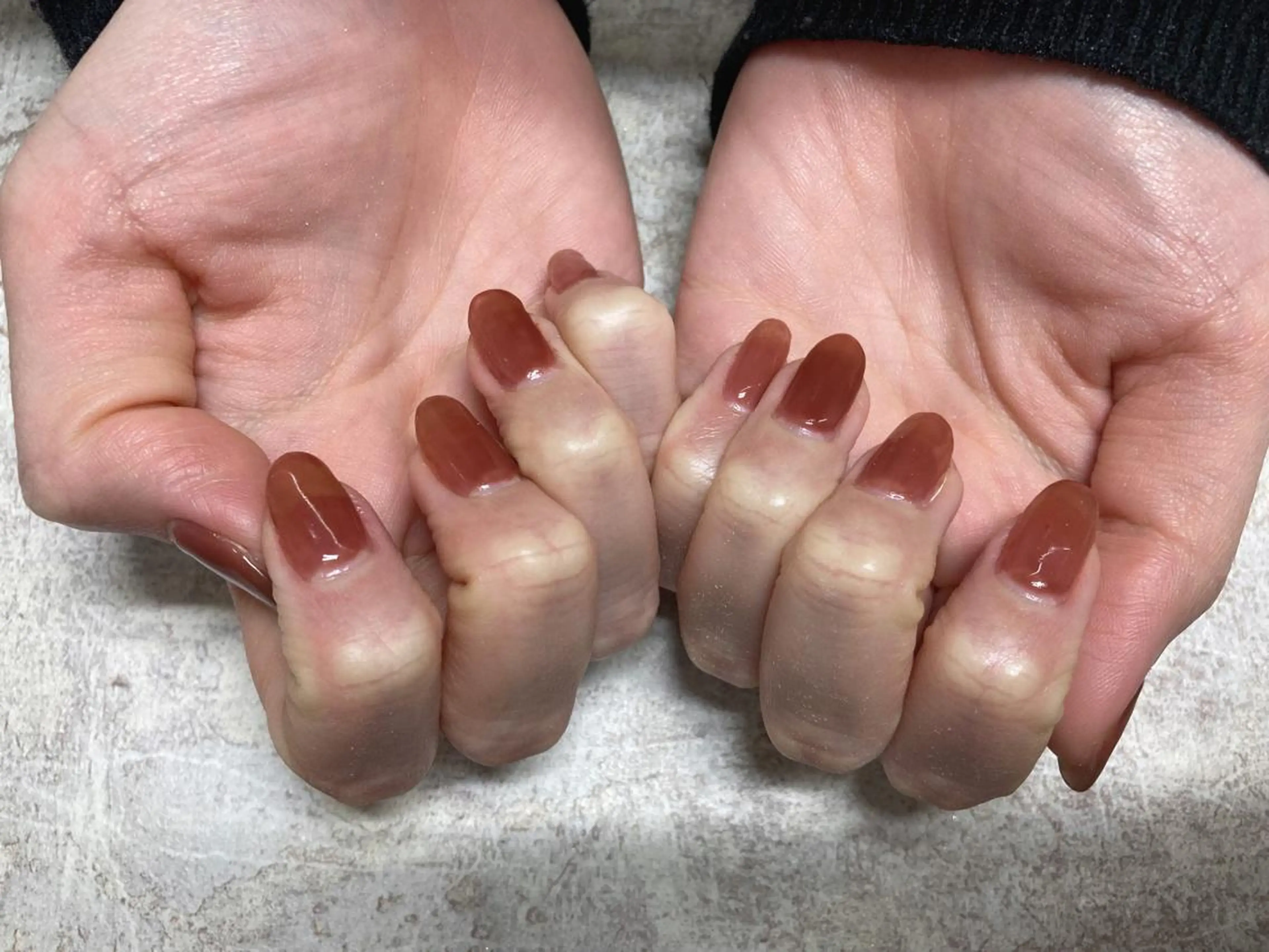 ネイル ブラウン フットネイル ジェルネイル 韓国ネイル マグネットネイル Mogu nail 二子玉川のネイルデザイン