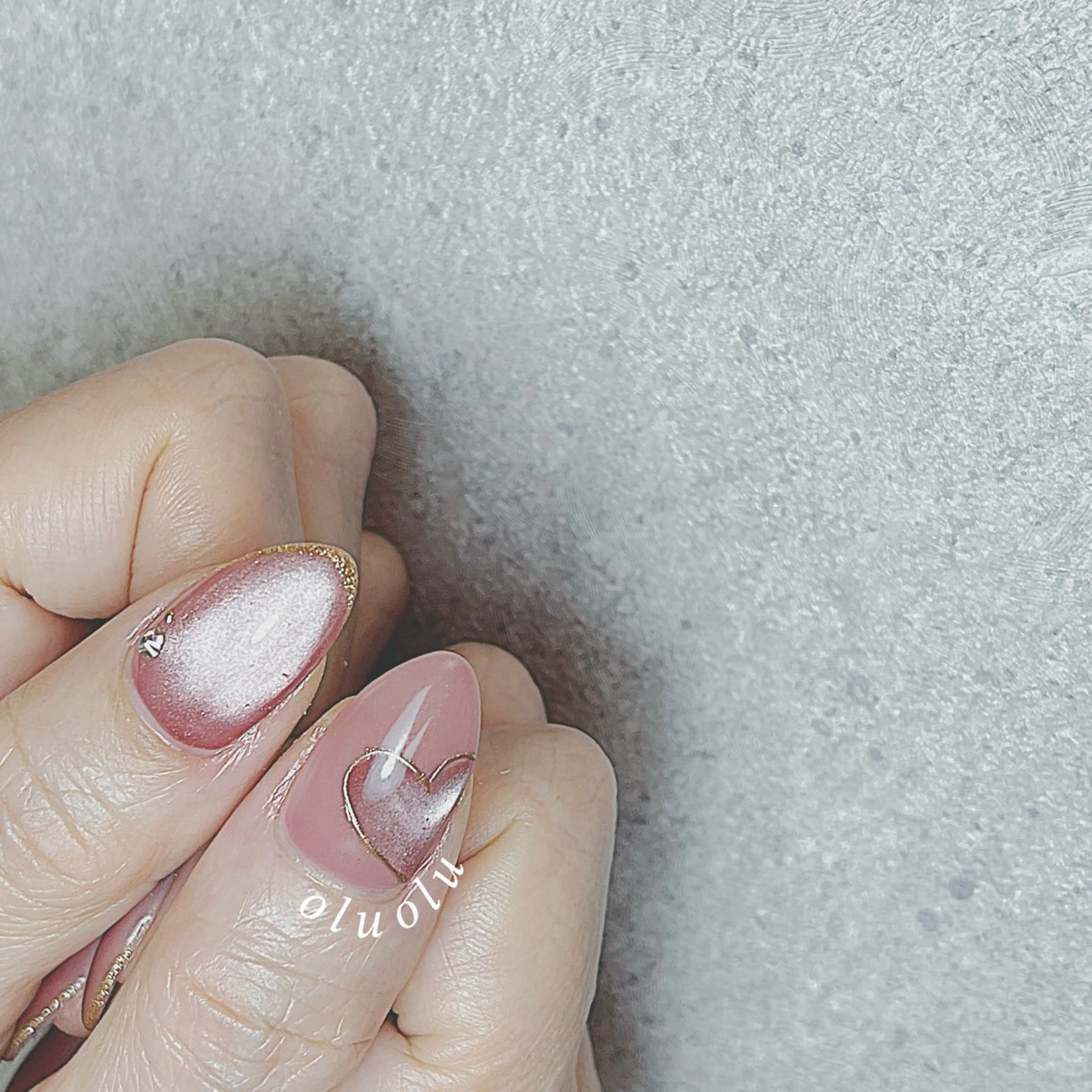 ネイル アートネイル フットネイル ハート マグネットネイル バレンタイン ハンドネイル 大村 紬華のネイルデザイン