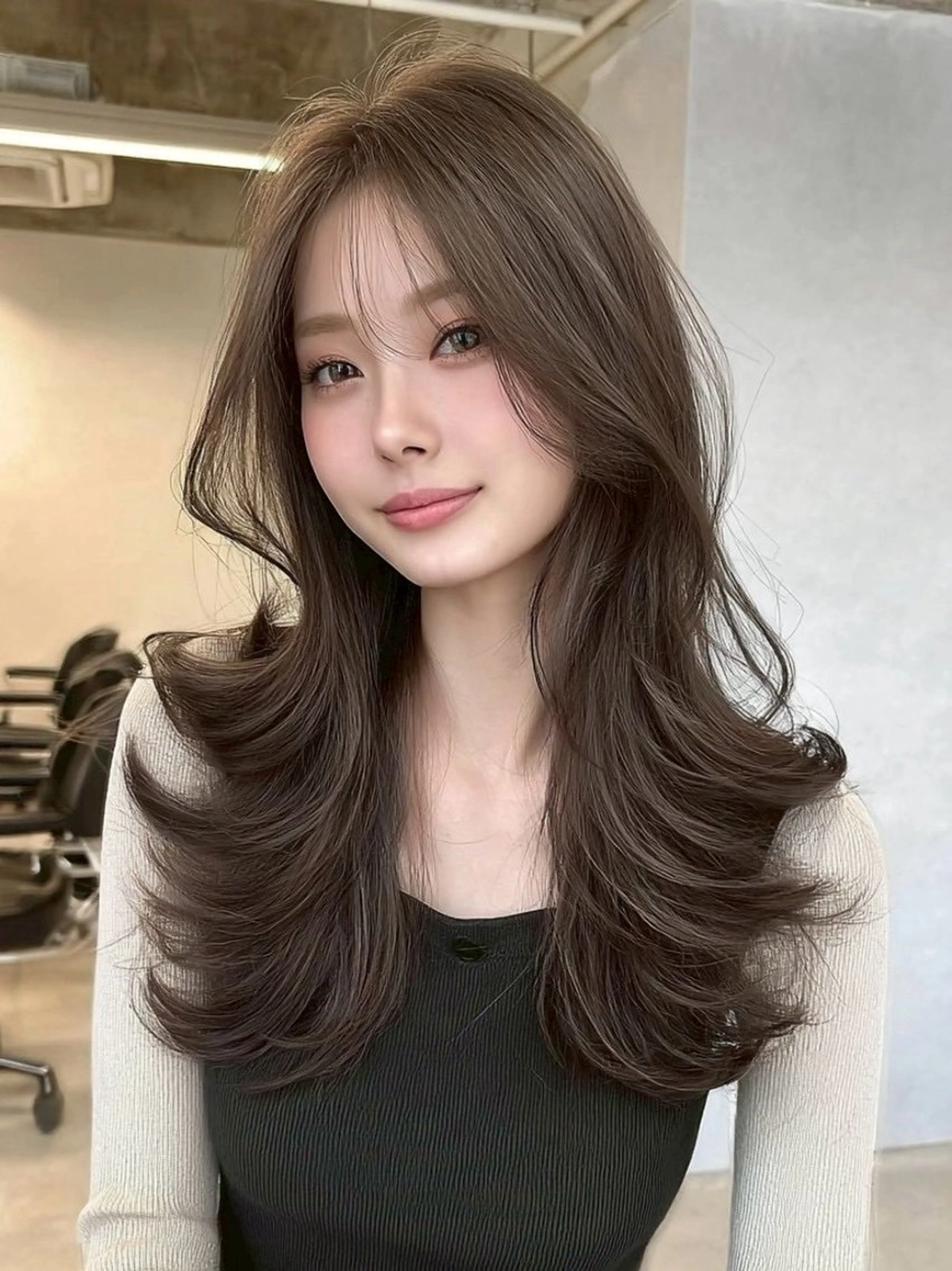 ロング カラー カット ヘアカラー トリートメント 💎透明感/韓国/ レイヤー/泉亮介💎のヘアスタイル