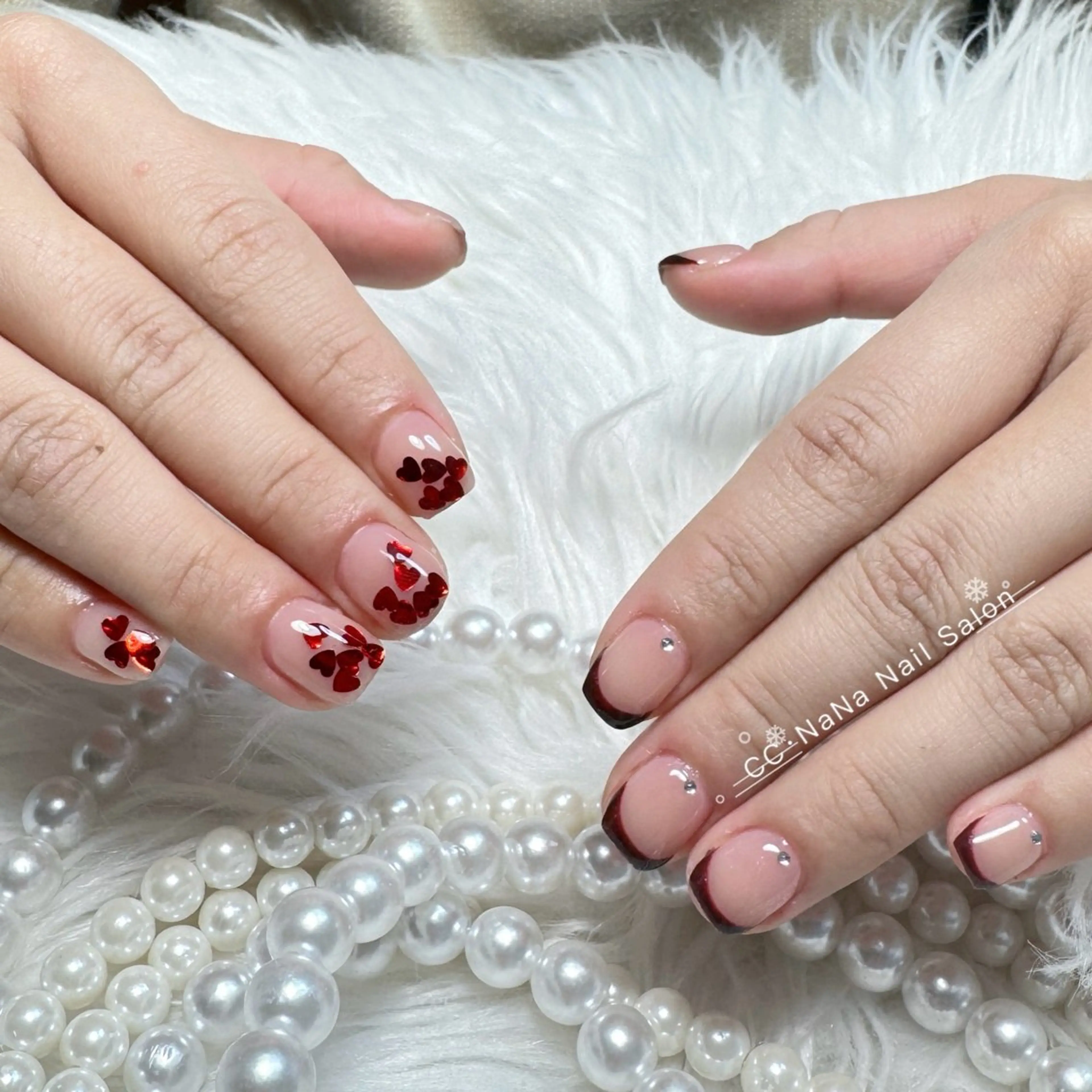 ネイル チークネイル フラッシュネイル ハート キラキラネイル 韓国ネイル ハンドネイル 💎CC・NaNa 韓国風ネイル🌙Cのネイルデザイン