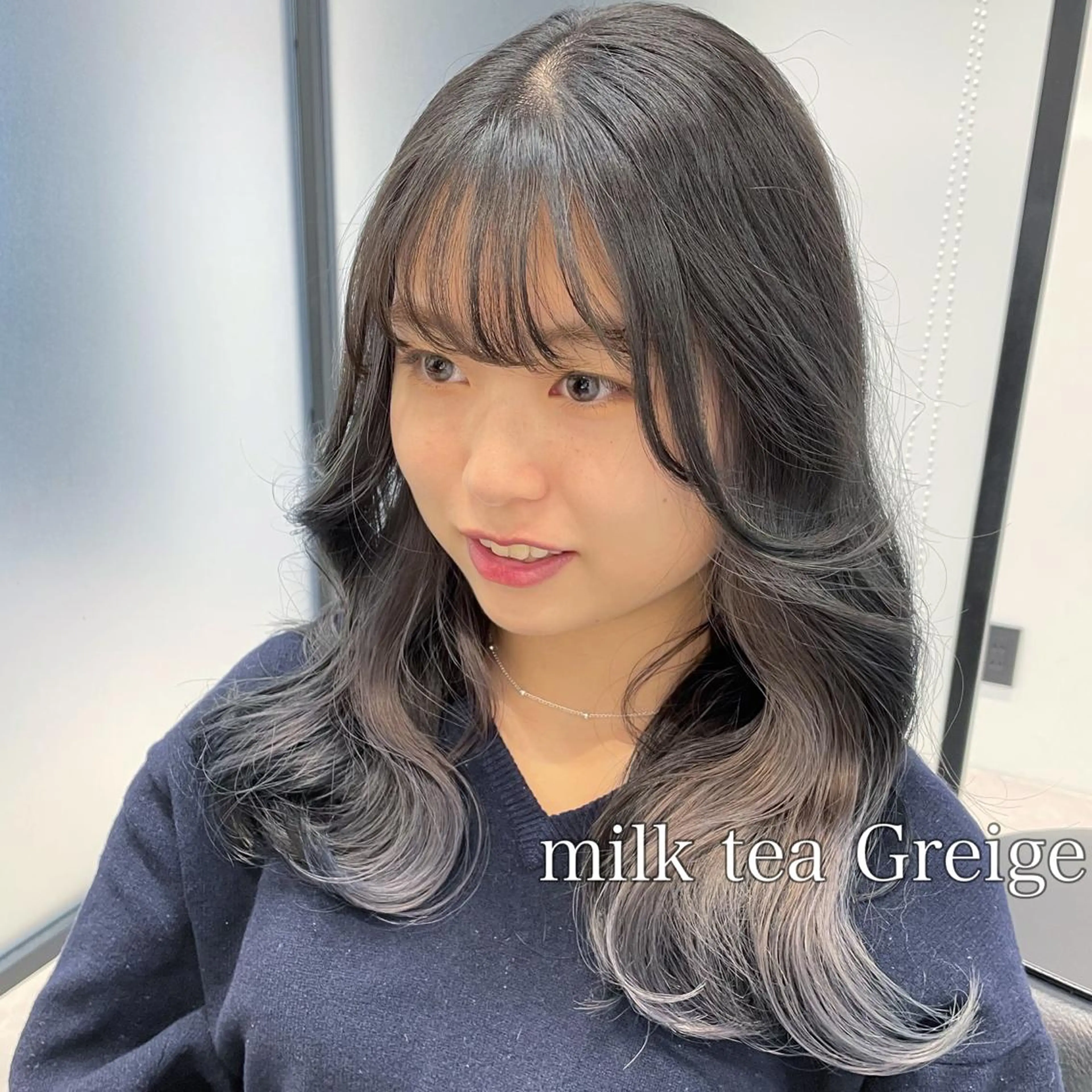 セミロング カラー ヘアカラー トリートメント 切りっぱなしボブイヤ リングカラー清水隆央のヘアスタイル