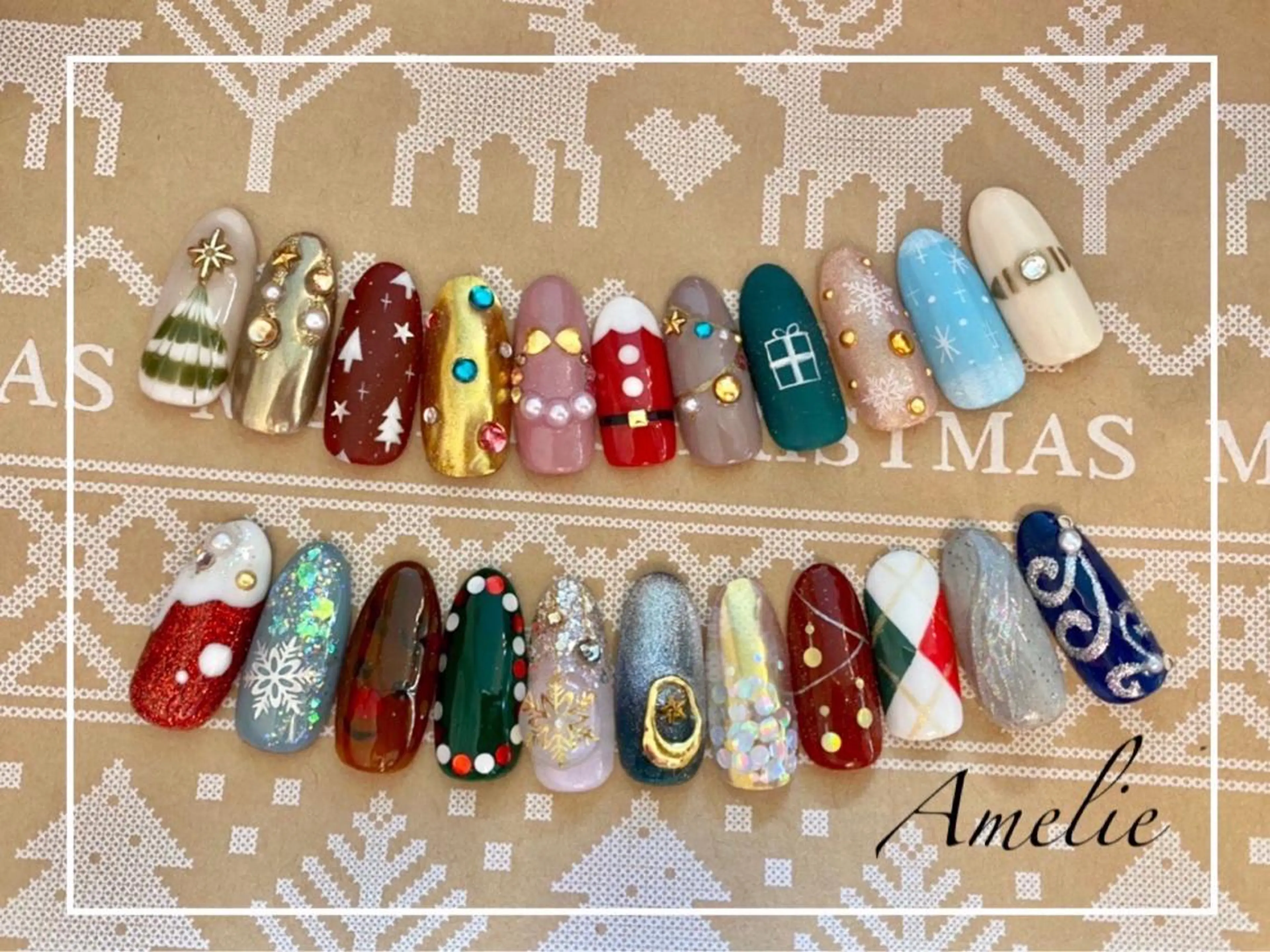 ネイル 冬ネイル クリスマス いちじゅう あおいのネイルデザイン