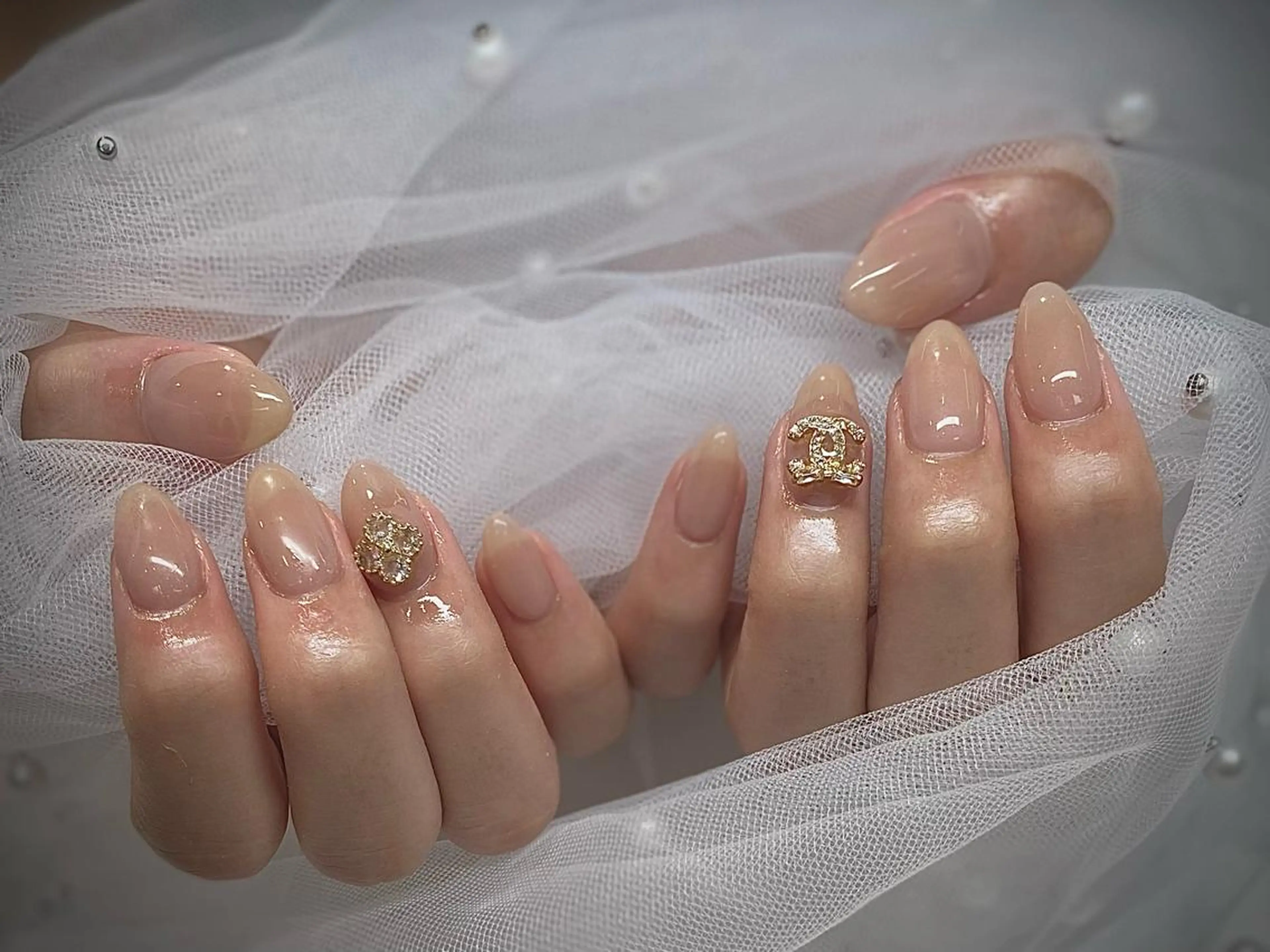 ネイル I-nailロング /ワンホン/キラキラのネイルデザイン