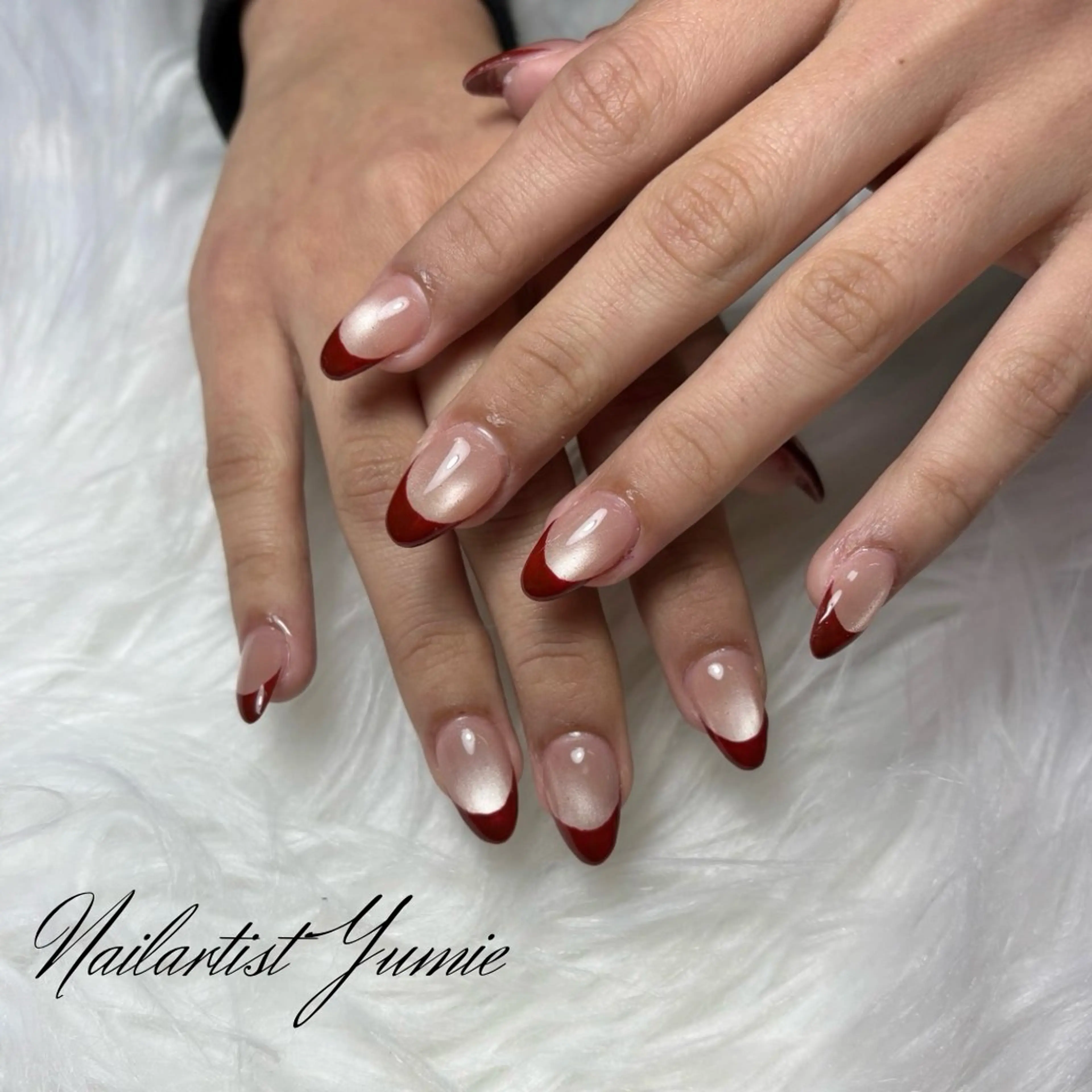 ネイル ボルドー フレンチネイル マグネットネイル ハンドネイル NAILSALON en+所属・NAILSALON en+沖縄市美原のネイルデザイン