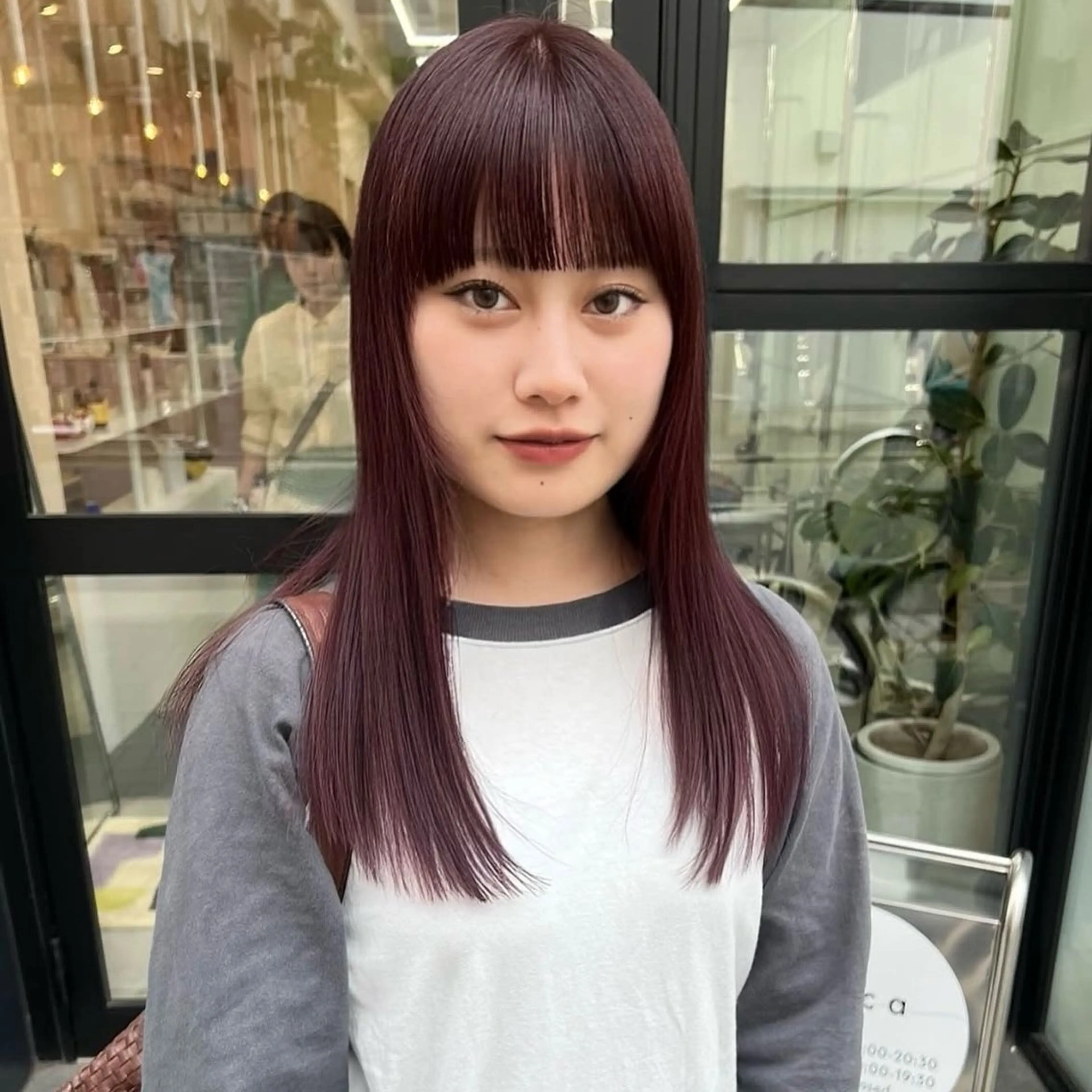 ロング カラー レッドカラー ワイドバング カット ヘアカラー arisa/暖色 /伏見/レイヤーのヘアスタイル