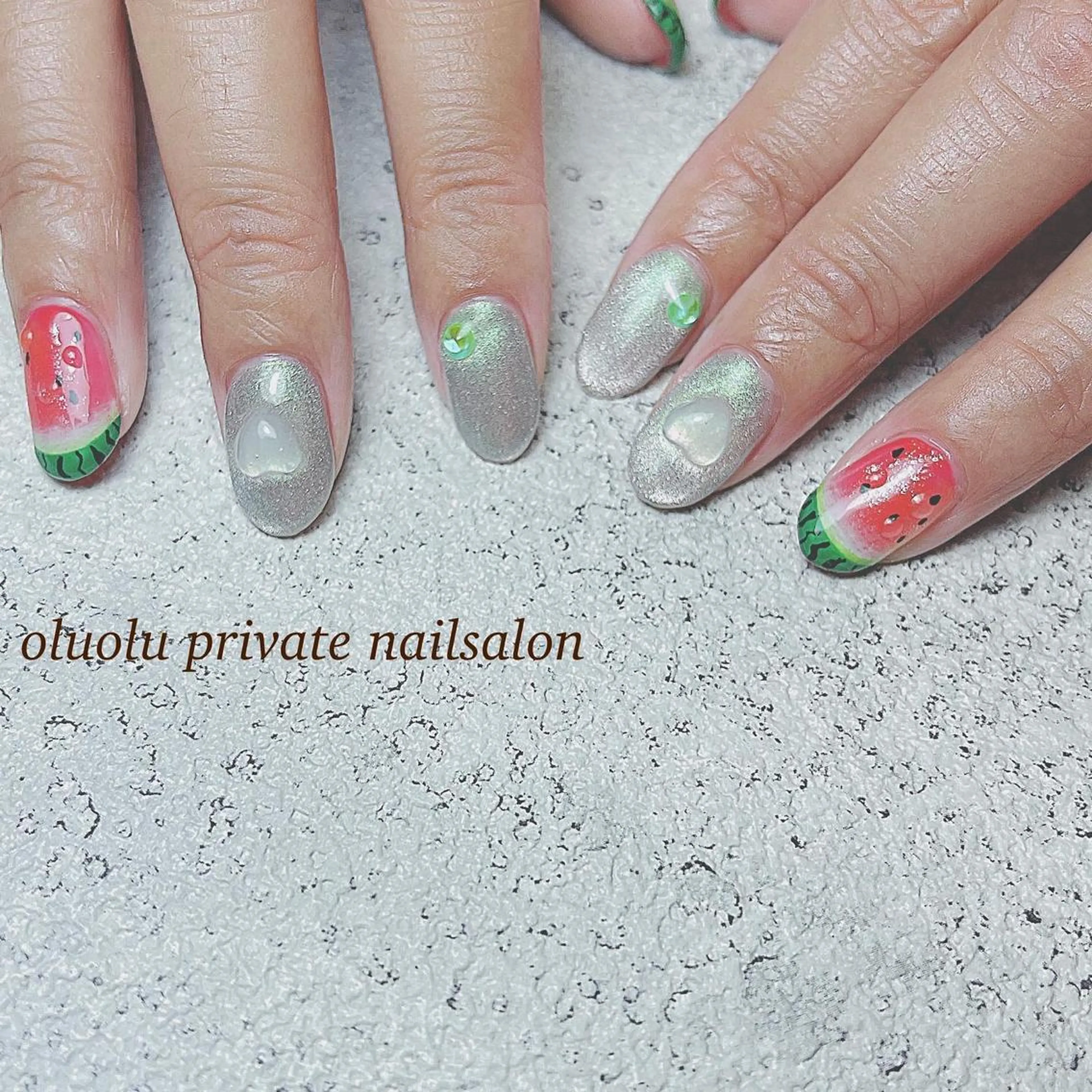 ネイル アートネイル フットネイル ハート マグネットネイル ニュアンスネイル ハンドネイル 大村 紬華のネイルデザイン