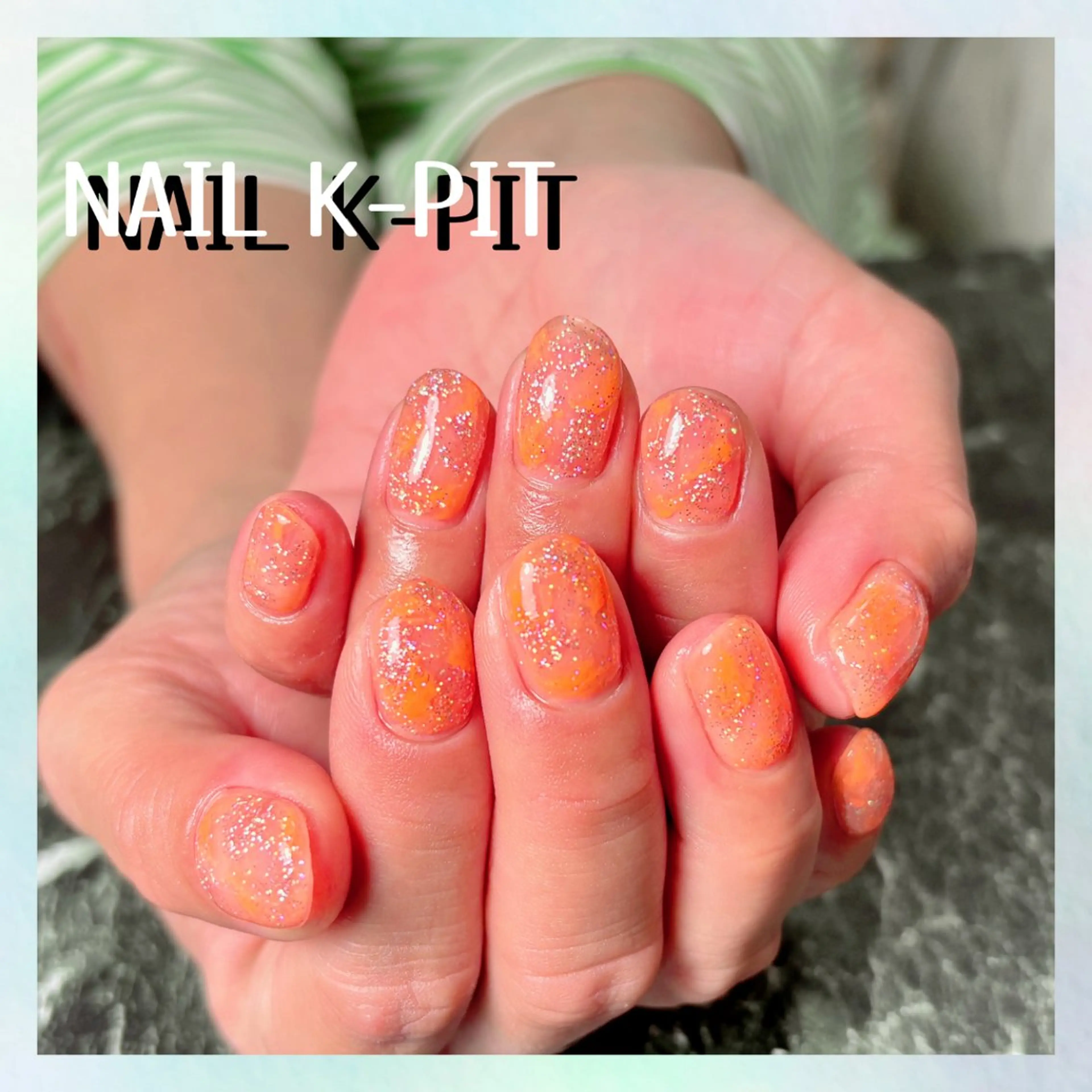 ネイル キラキラネイル ラメ(グリッター) ニュアンスネイル オレンジ ハンドネイル NAIL K-PIT ネイル ケーピットのネイルデザイン