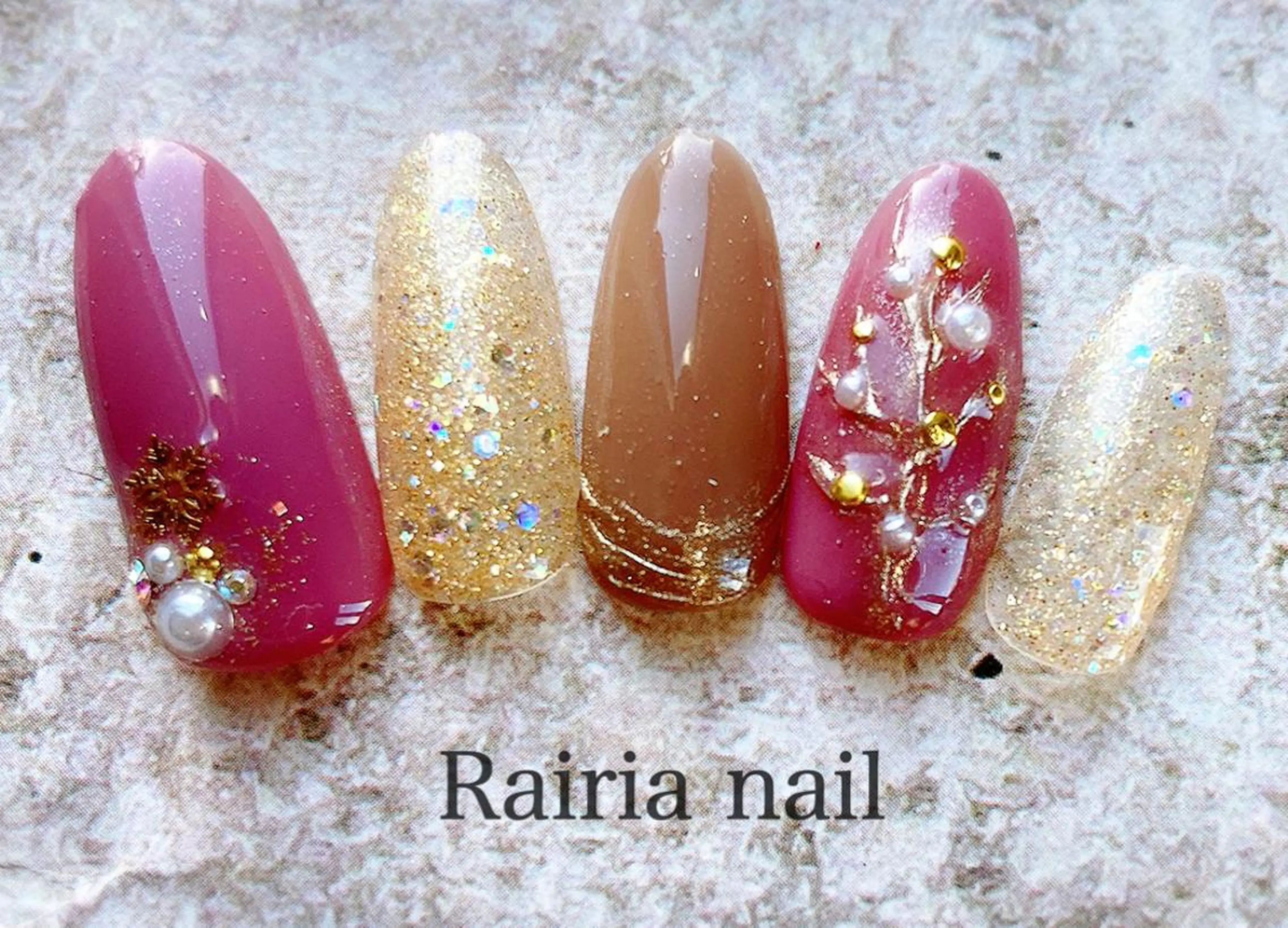ネイル アートネイル ジェルネイル パラジェル 冬ネイル Rairia nail本八幡店のネイルデザイン