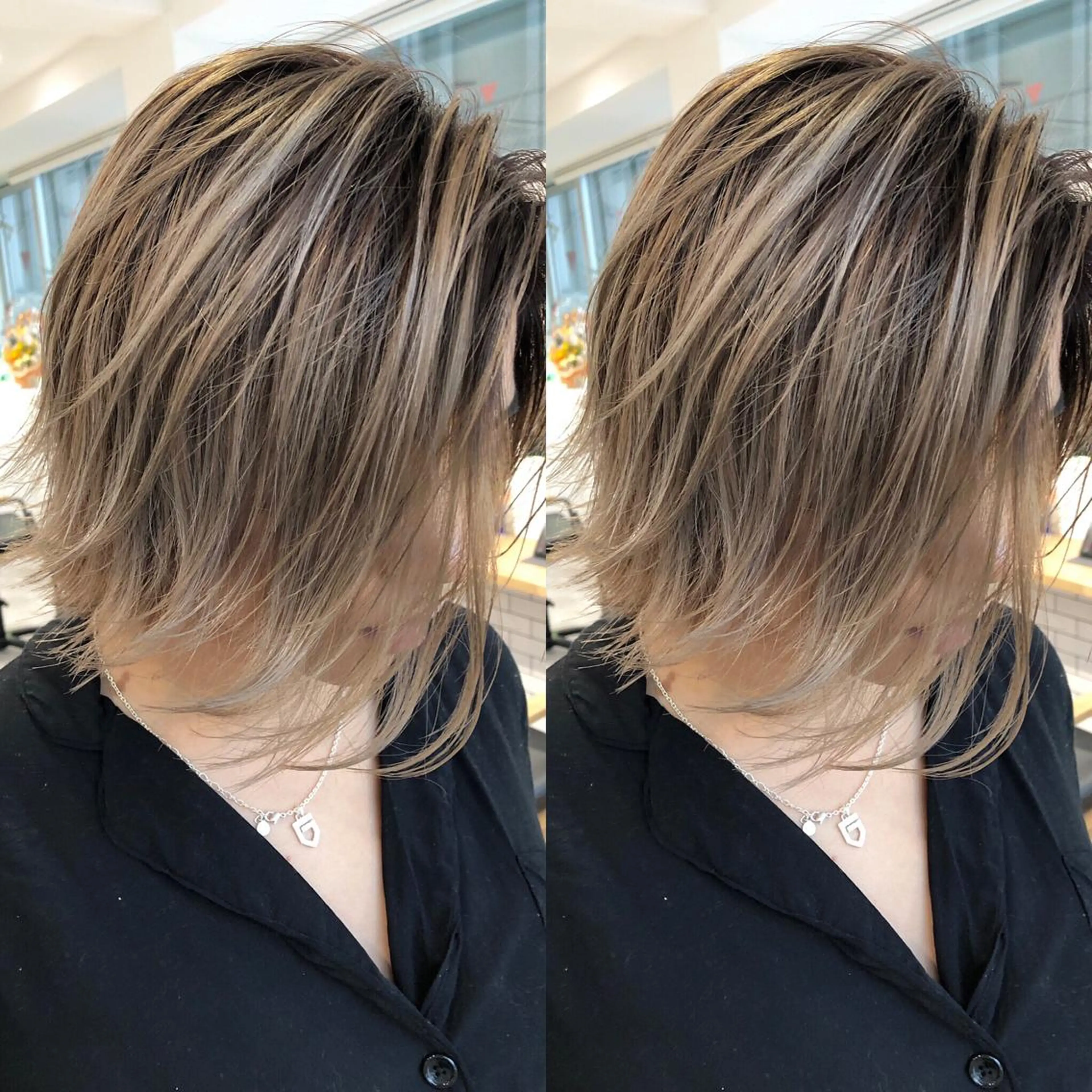 ショート カラー ハイトーンカラー レイヤーカット 外ハネヘア ヘアカラー JILBLAN京都 ショート/ハイライトのヘアスタイル