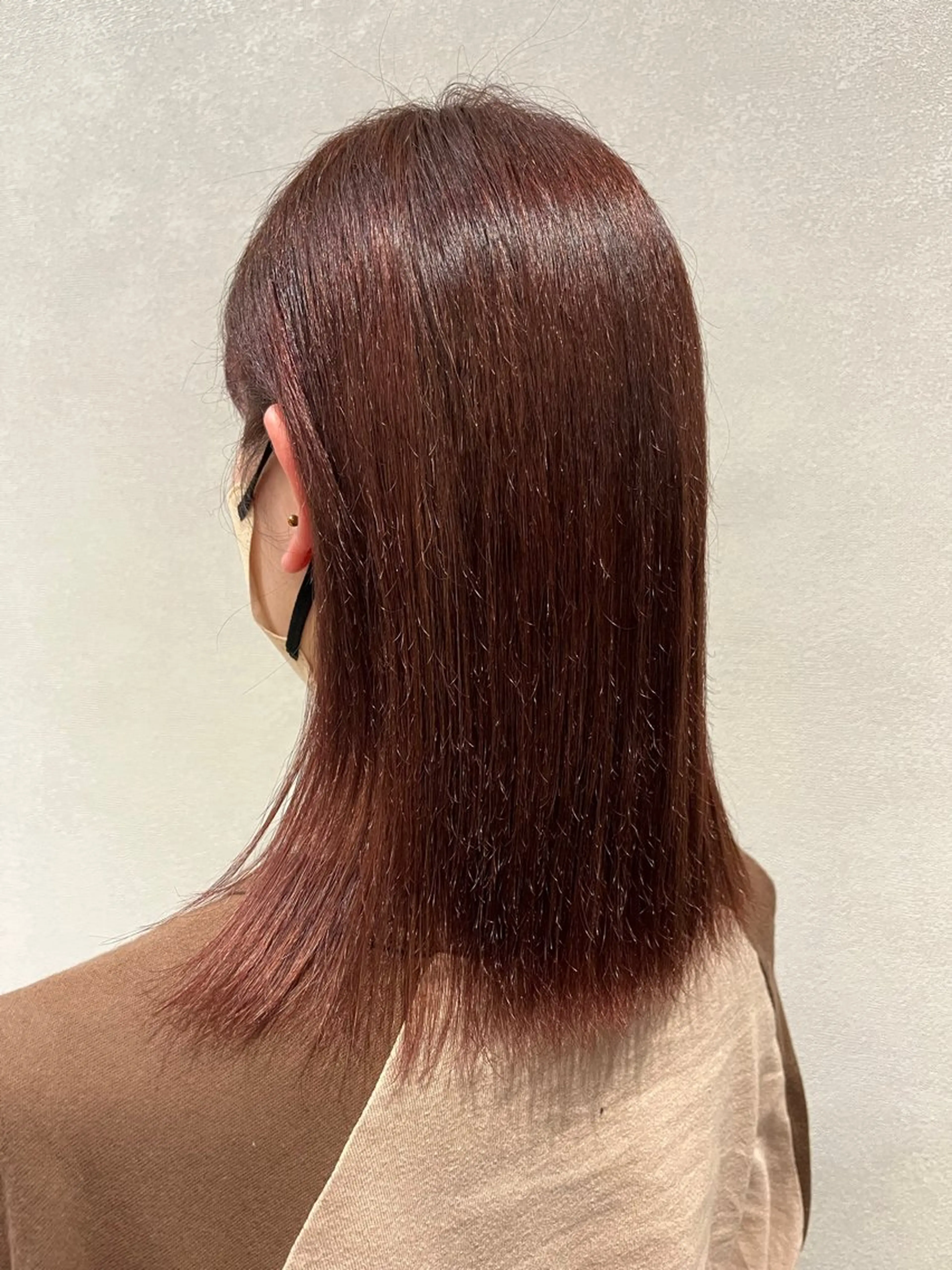 ミディアム カラー ブラウンカラー レッドカラー レッドブラウン 木寺 樹莉のヘアスタイル