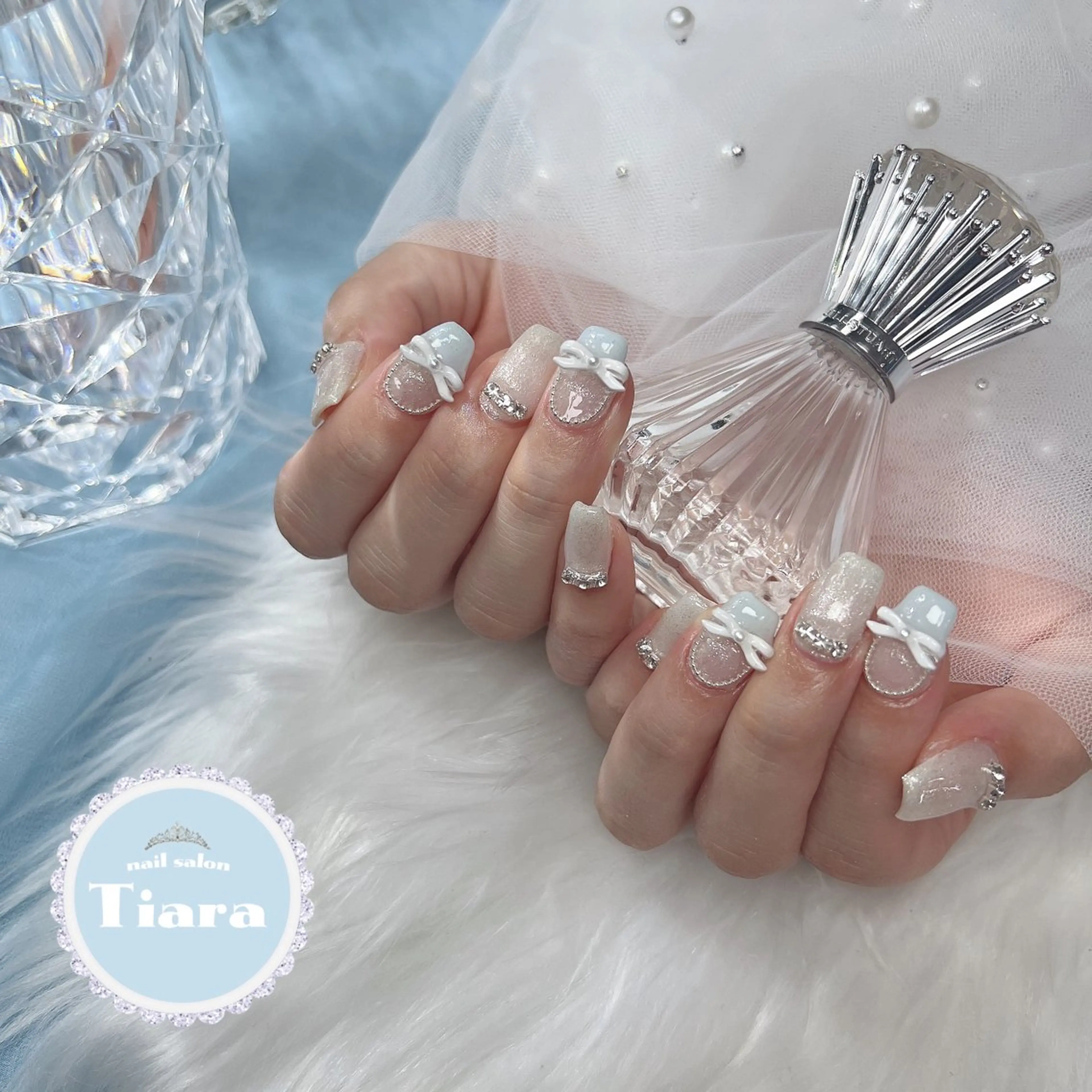 ネイル 水色 リボン ＆NAIL. Rio所属・groovy 新宿店のネイルデザイン