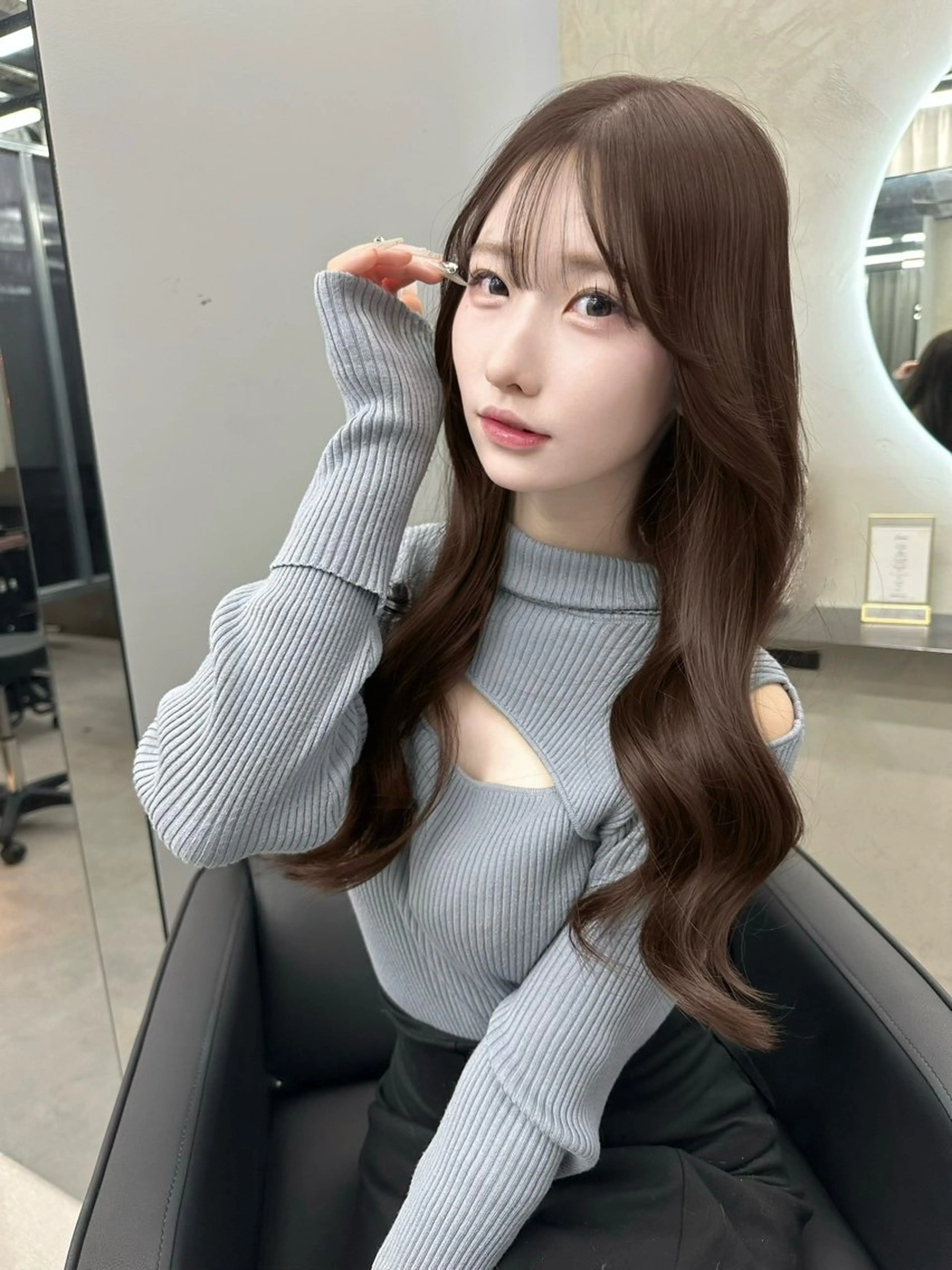 ミディアム カット ヘアカラー トリートメント 韓国/ワンホンヘア 髪質改善/MaCoのヘアスタイル