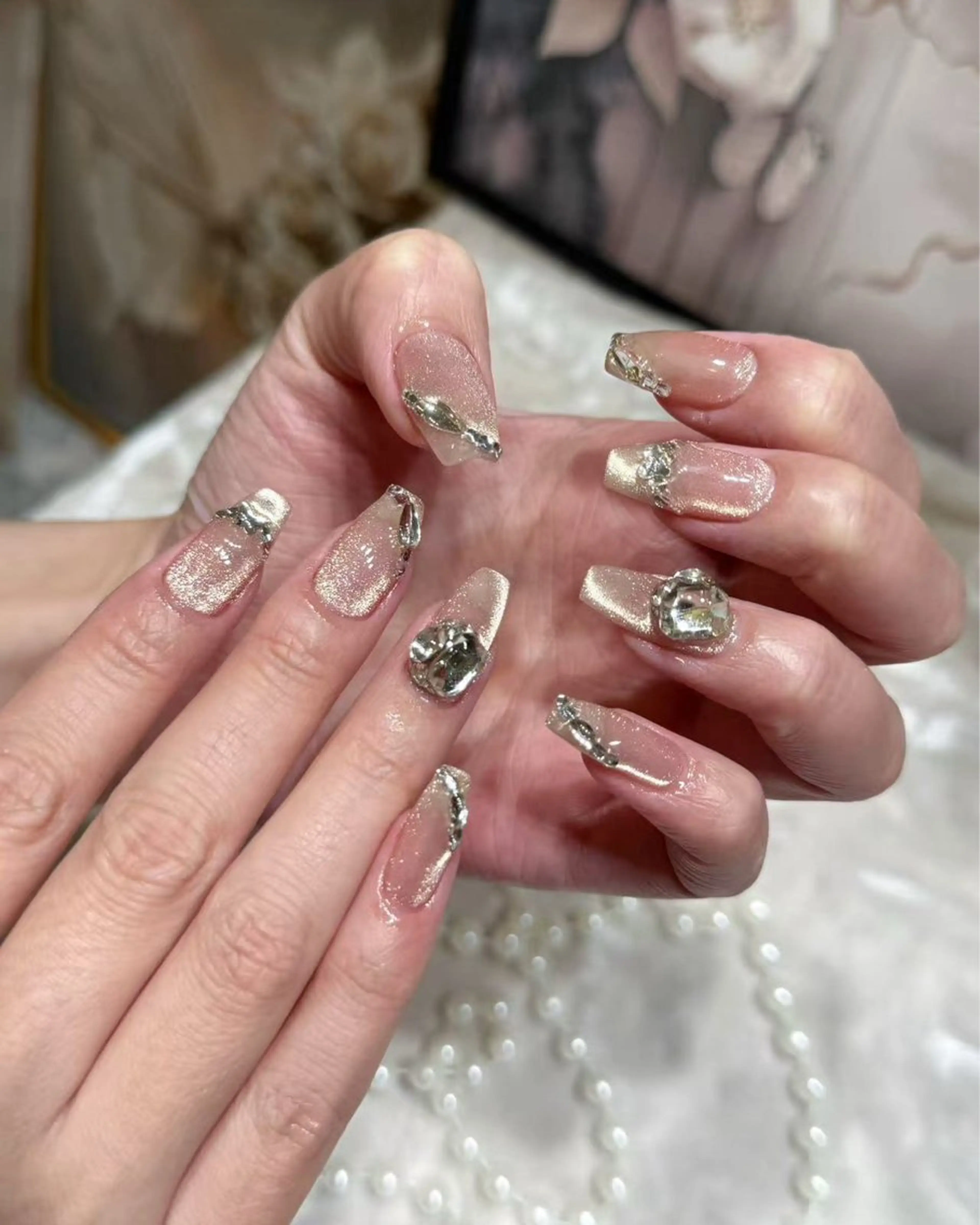 ネイル アートネイル フットネイル ジェルネイル ハート マグネットネイル Babarla　Nail　Salon所属・babarla Nailのネイルデザイン