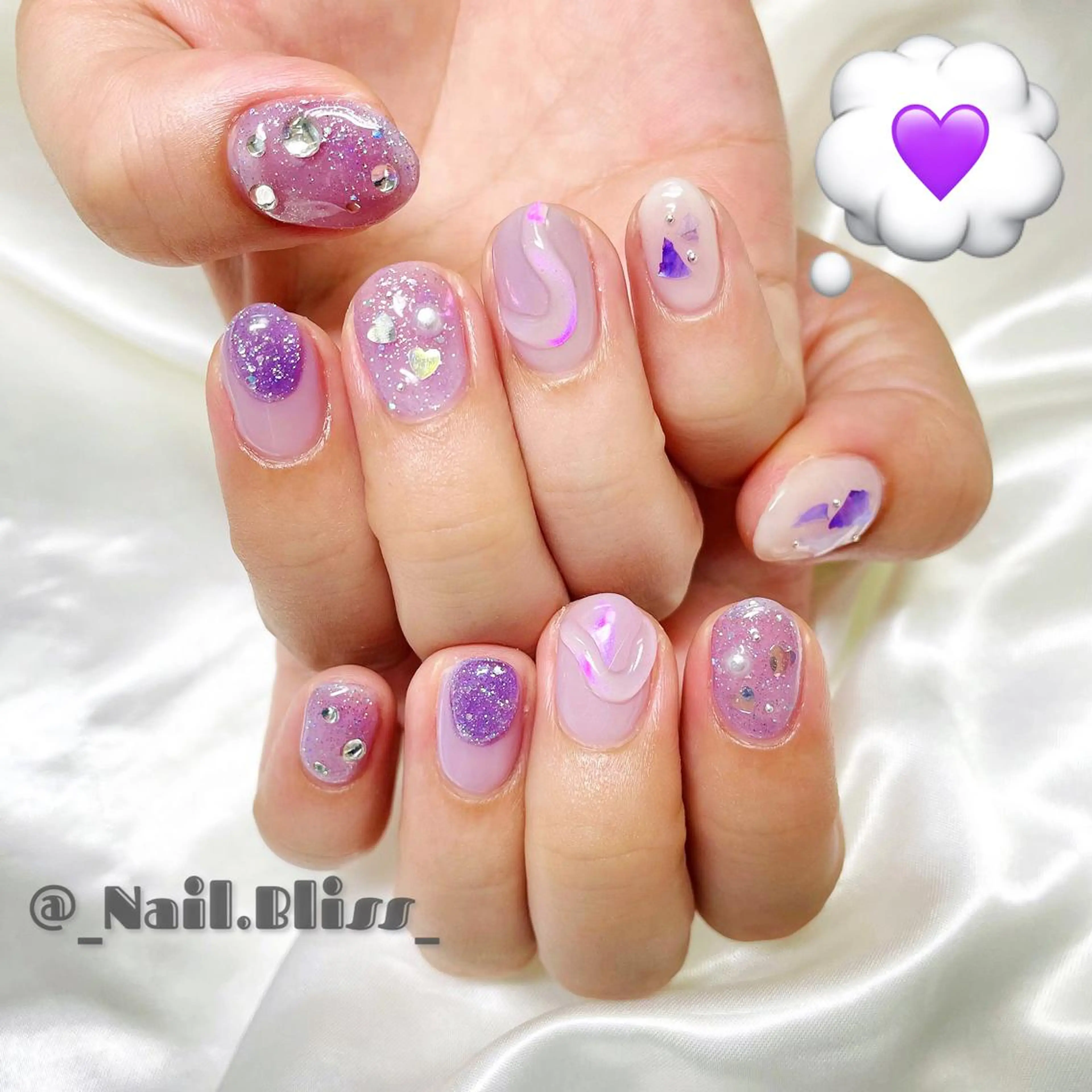 ネイル パープル ハンドネイル NAIL BLISSのネイルデザイン