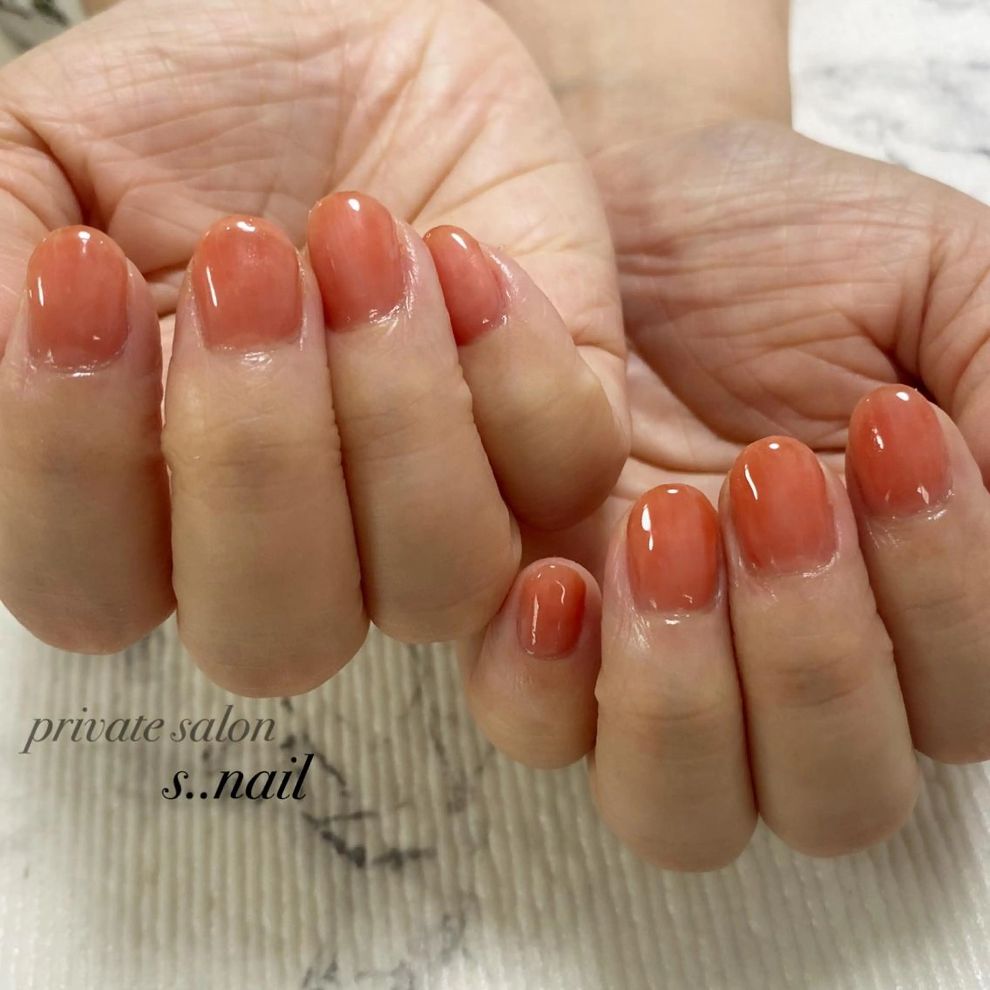 ネイル オレンジ ハンドネイル フットネイル s..nail / MORITAのネイルデザイン