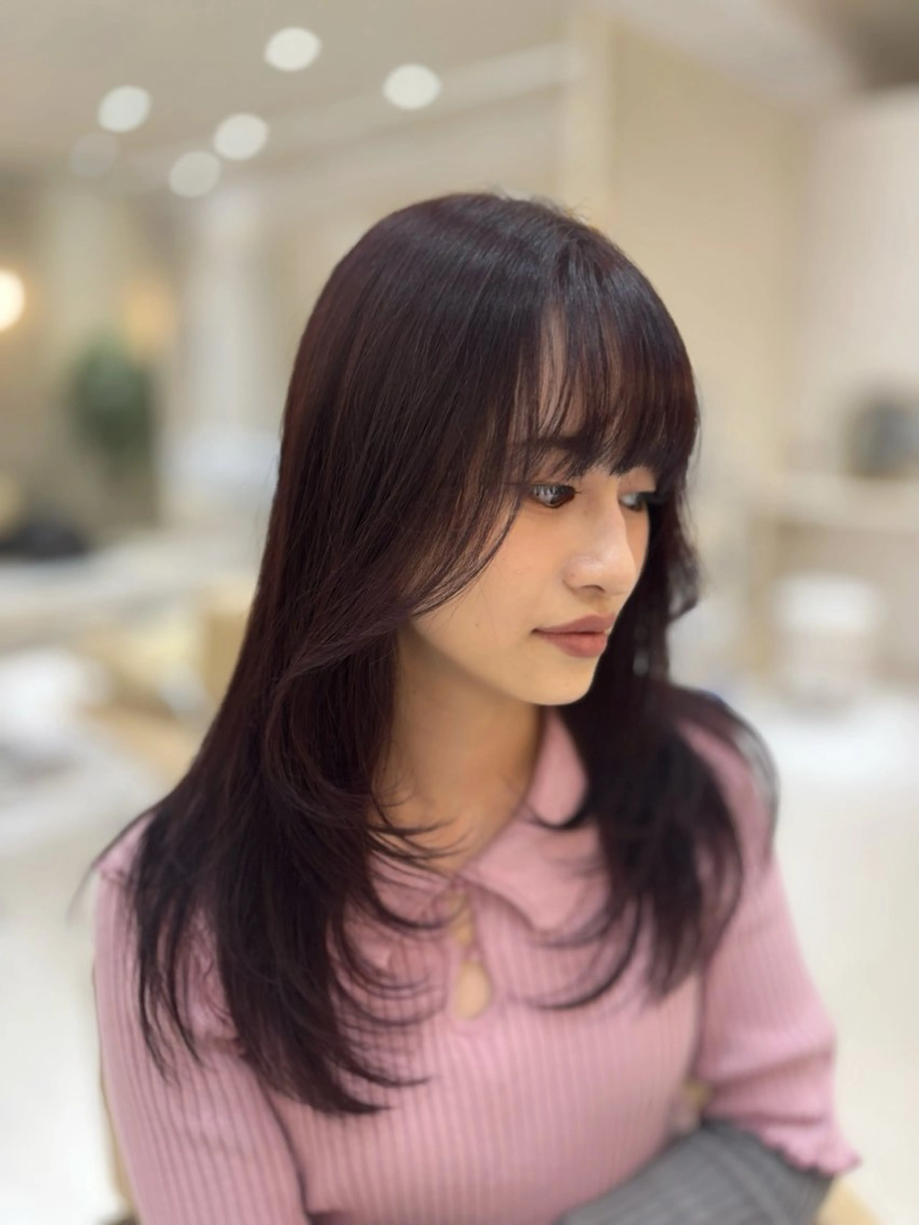 ミディアム カラー レイヤーカット カット ヘアカラー トリートメント りほ/顔周りカット/ レイヤーカットのヘアスタイル