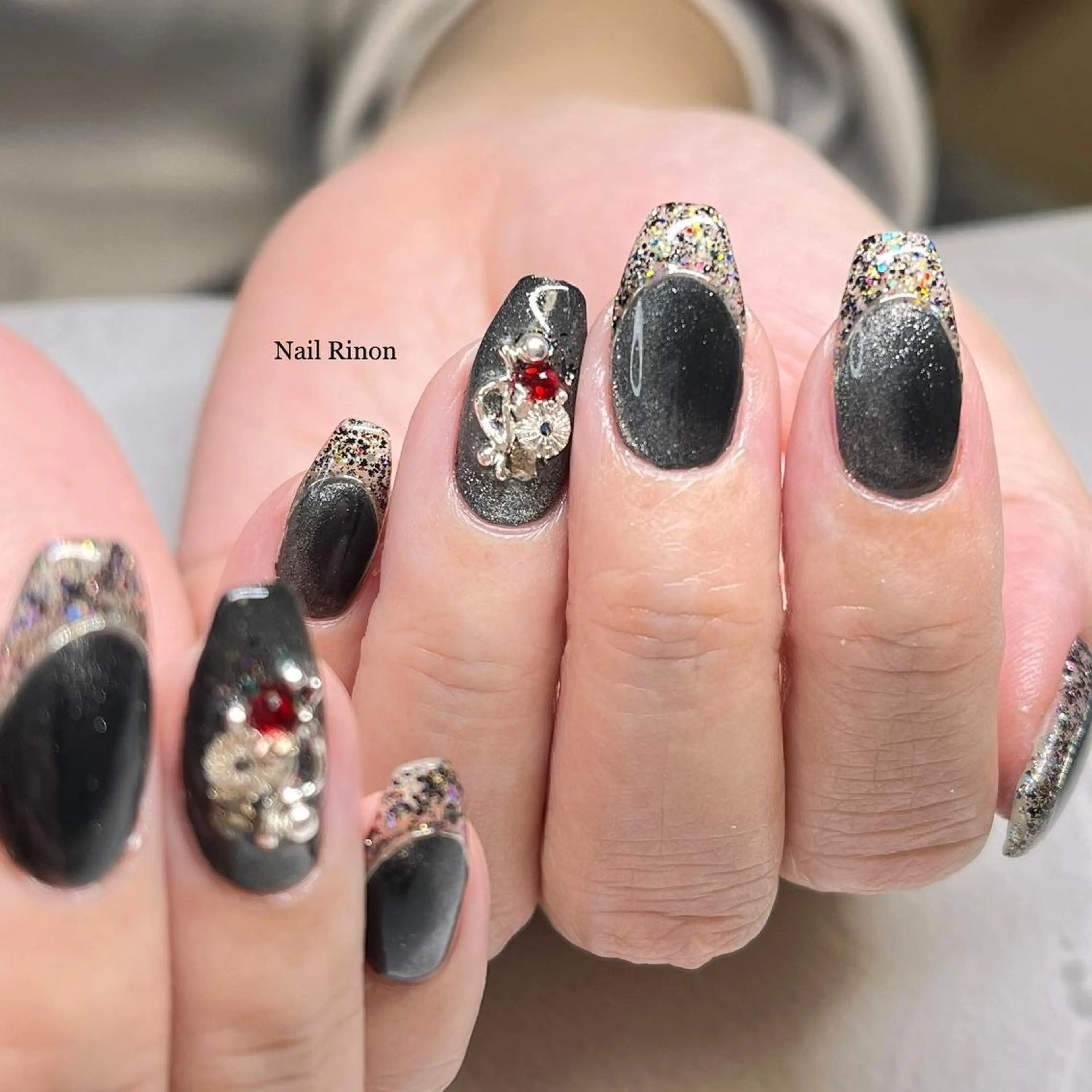 ネイル フレンチネイル ラメ(グリッター) マグネットネイル ハンドネイル Nail Rinonのネイルデザイン