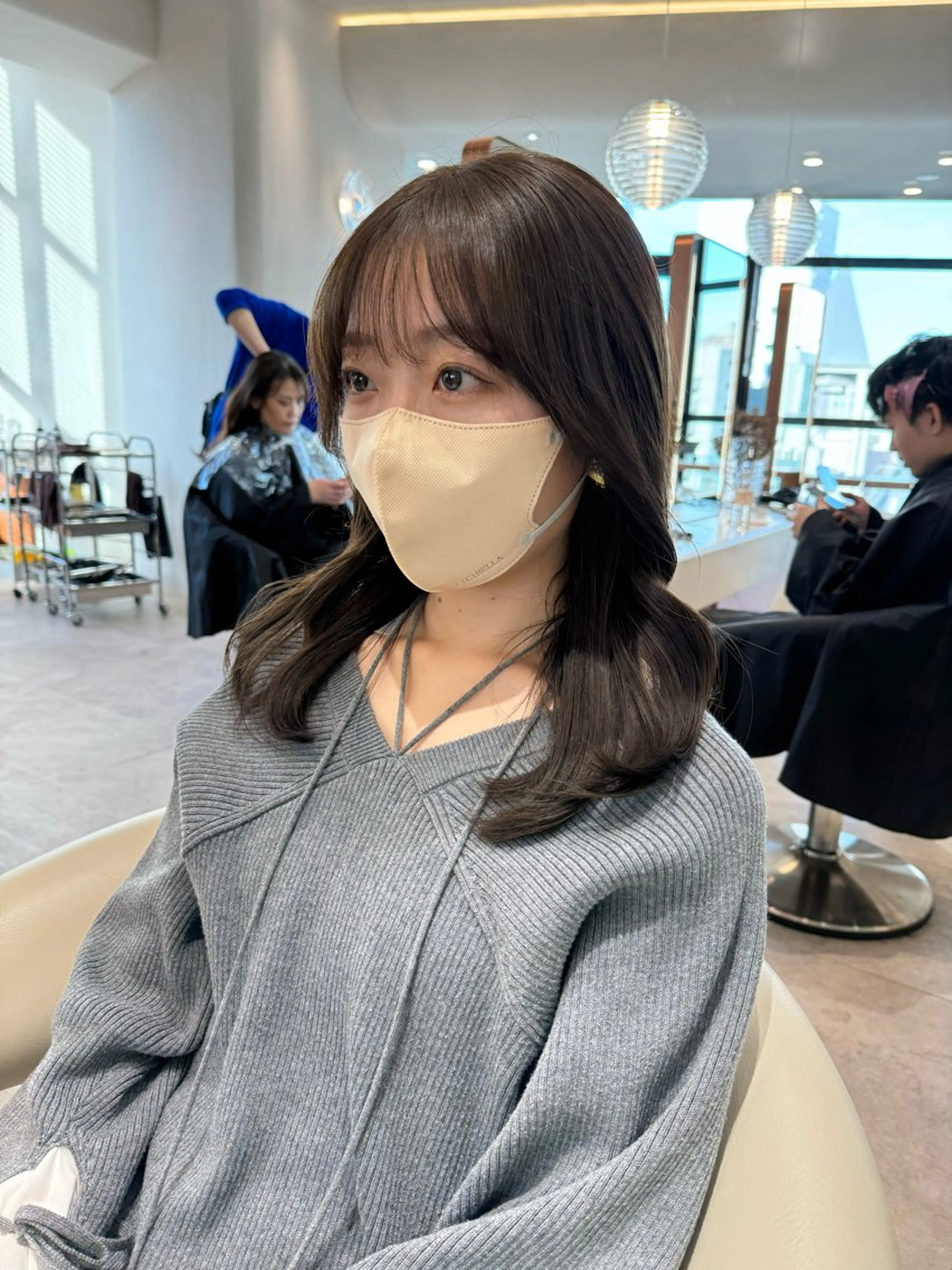 セミロング カラー ベージュカラー グレージュ ミルクティーベージュ 韓国風ヘア レイヤーカット 韓国レイヤー🇰🇷 韓国研修◎渋谷カイトのヘアスタイル