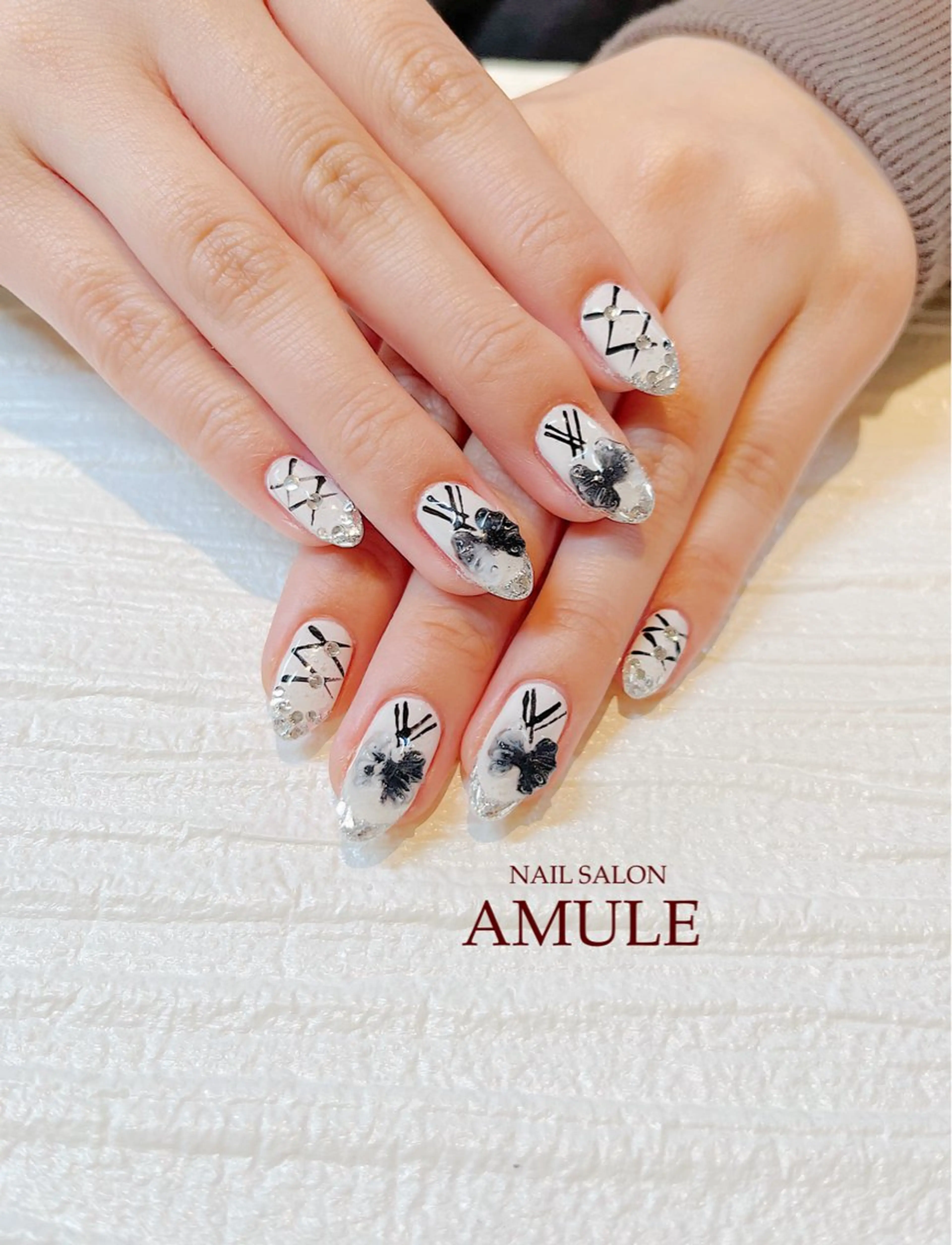 ネイル アートネイル フレンチネイル ガラスフレンチ ワンカラーネイル ハンドネイル NAILSALON AMULEのネイルデザイン