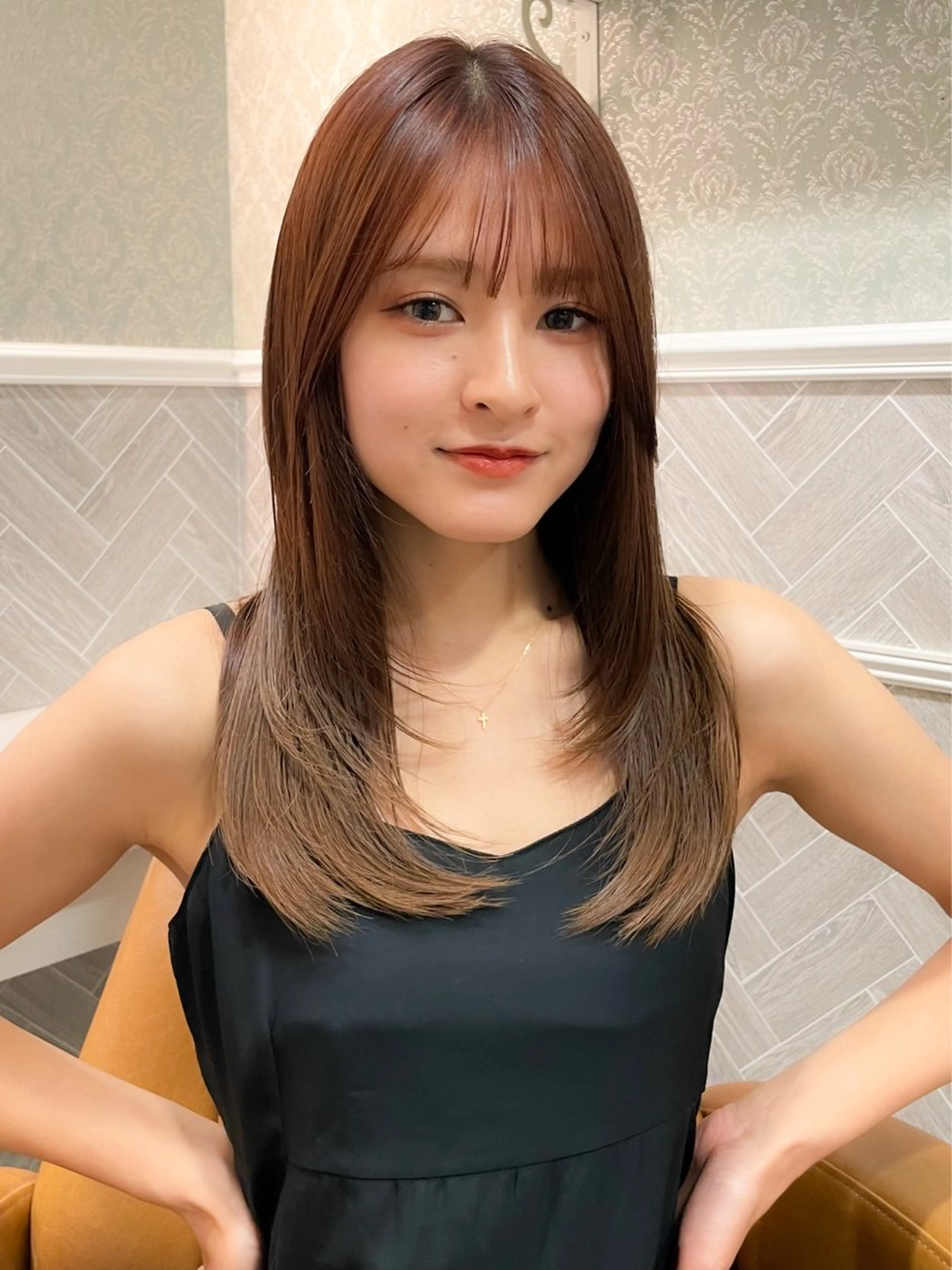 ロング 髪質改善 韓国風ヘア レイヤーカット ロング 縮毛矯正 カット ヘアカラー 縮毛矯正 トリートメント 美髪縮毛矯正🤍 髪質改善/Shinaのヘアスタイル