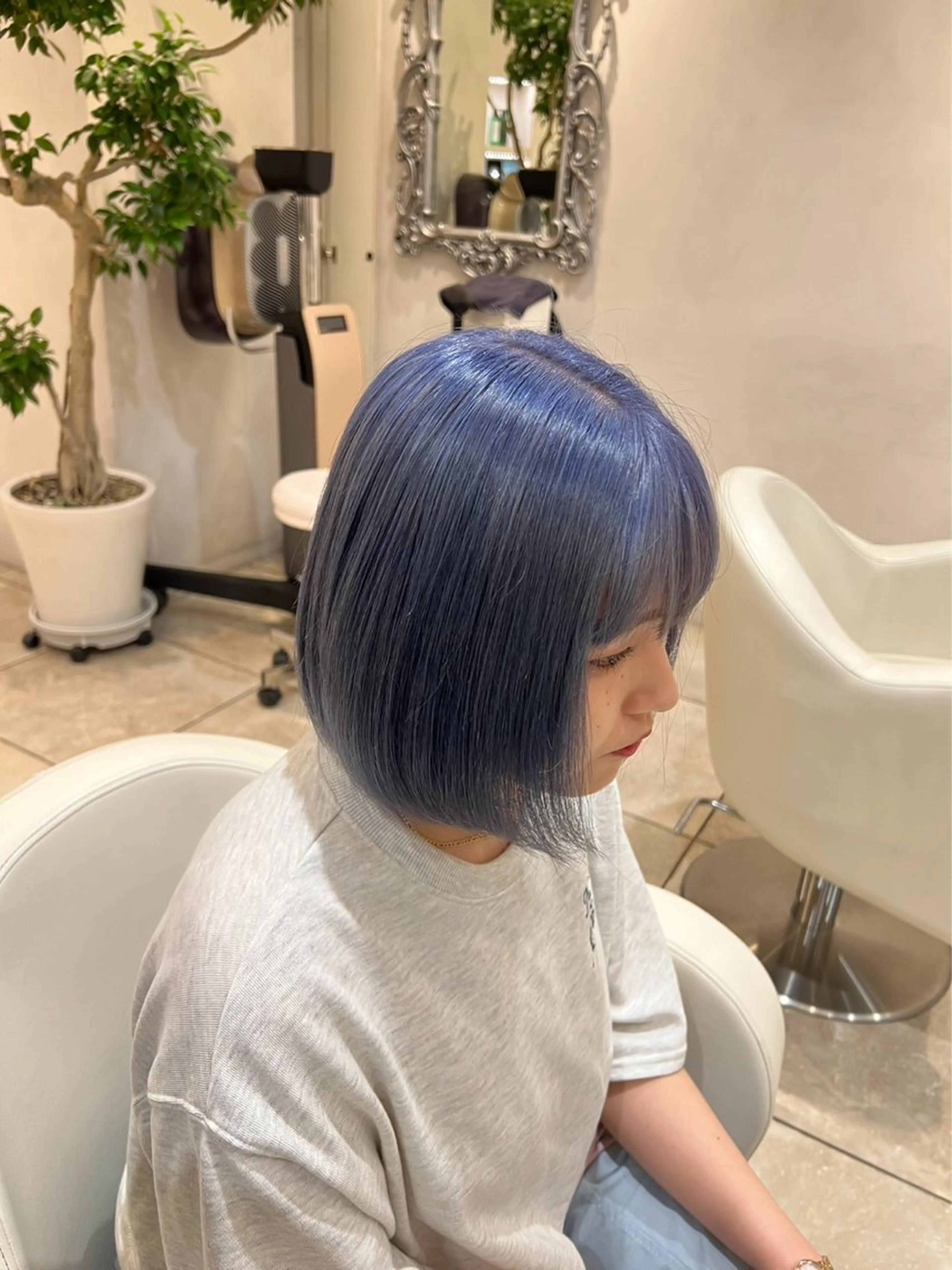 カラー ブルーカラー ヘアカラー 地毛風ストレート/ ケアカラー/セキネのヘアスタイル