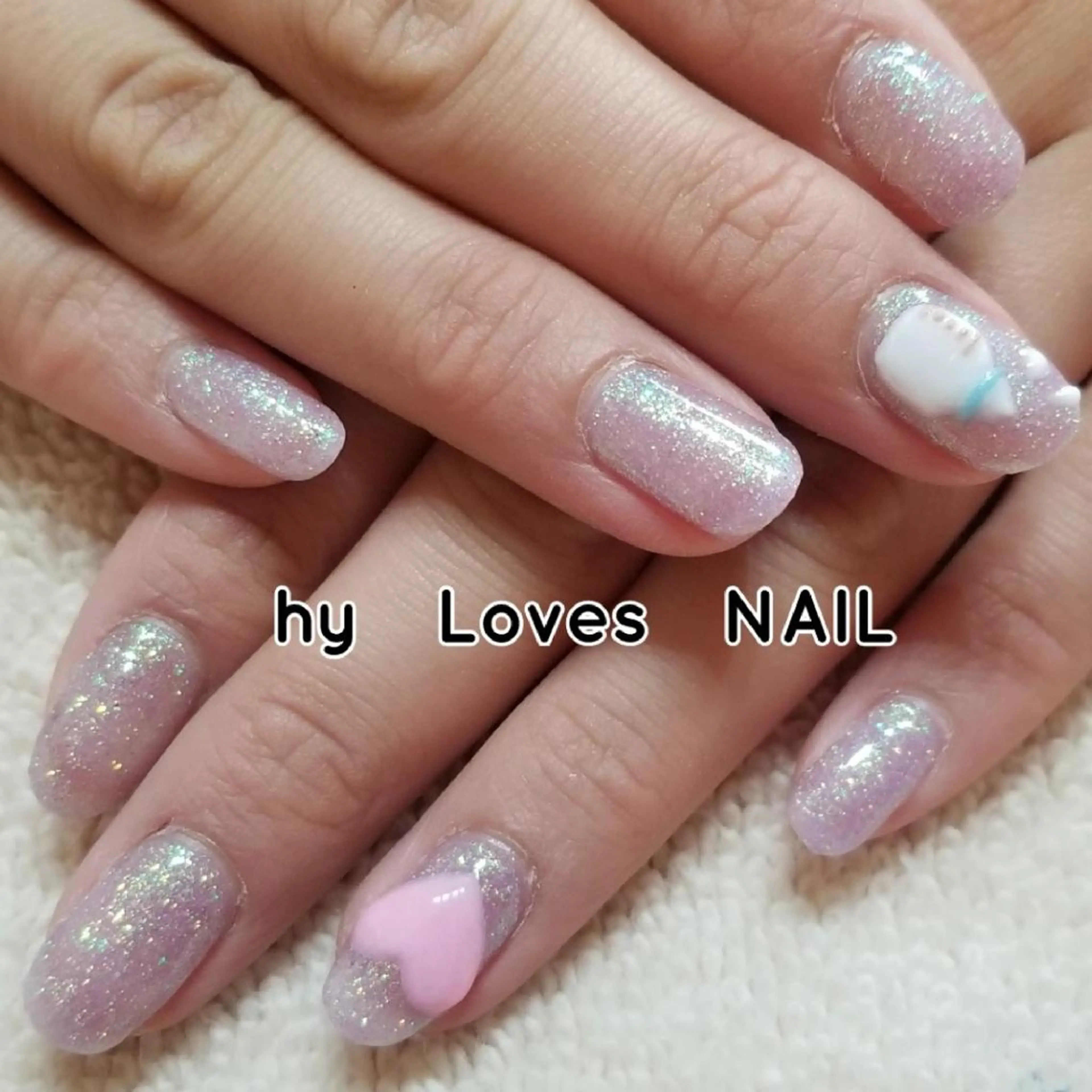 ネイル ラメ(グリッター) パステルネイル パープル ハンドネイル よしだ ひろきのネイルデザイン