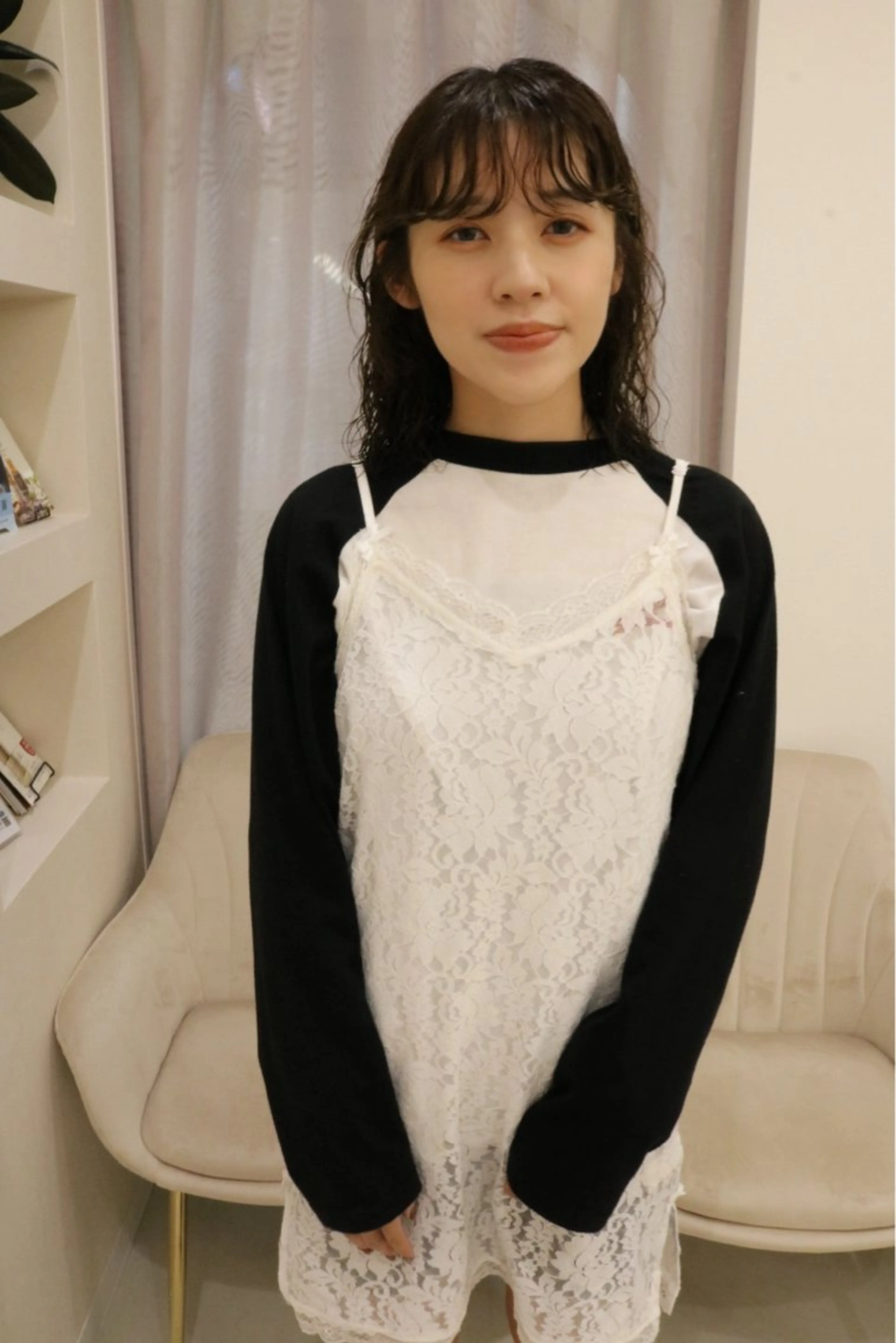 ミディアム パーマ カット パーマ トリートメント 松村 澪里のヘアスタイル