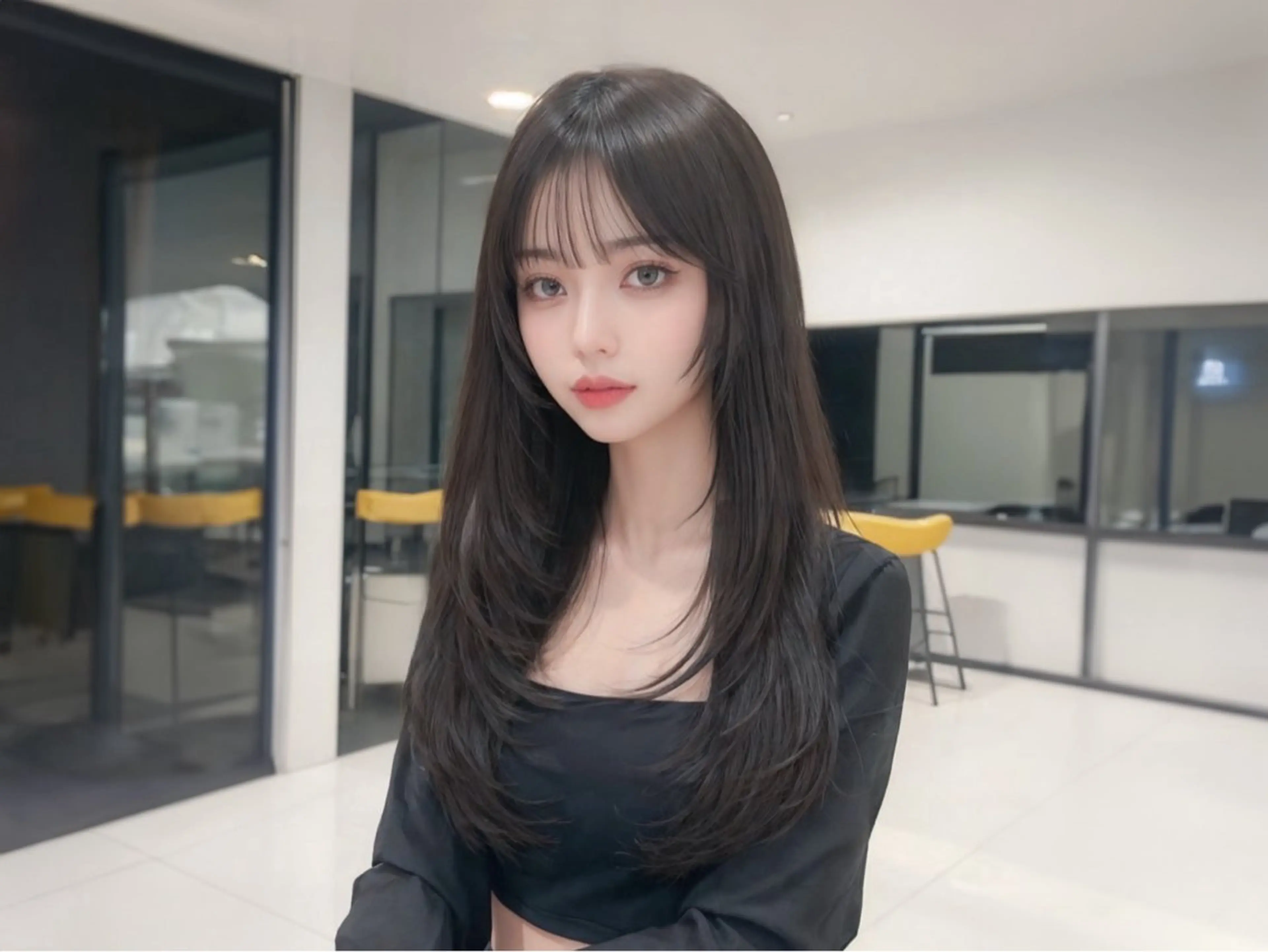 ロング カット ヘアカラー トリートメント 韓国風cut/ 縮毛矯正/正岡幹康のヘアスタイル