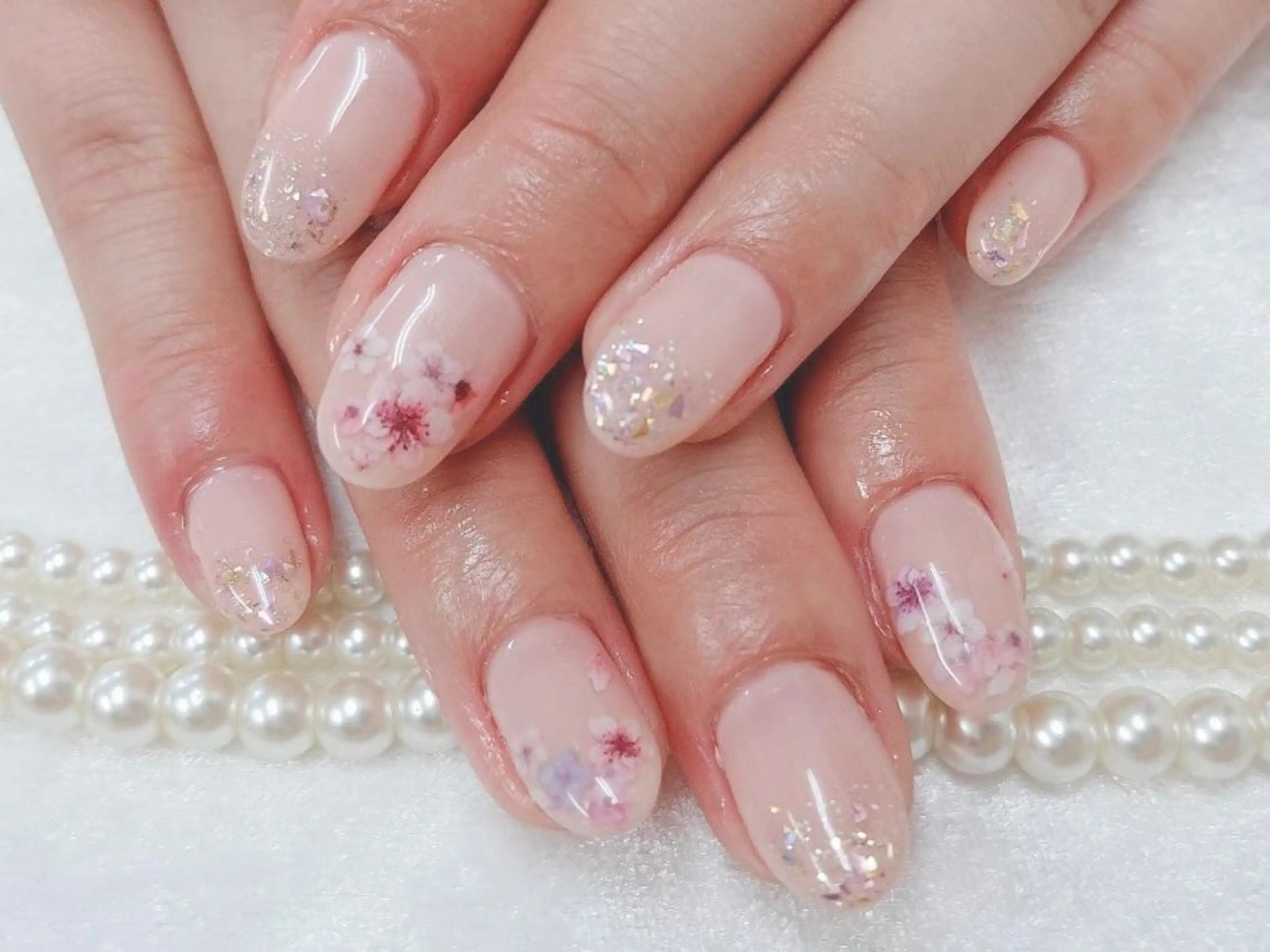 ネイル 桜ネイル ラメ(グリッター) 春ネイル Nail lieNのネイルデザイン