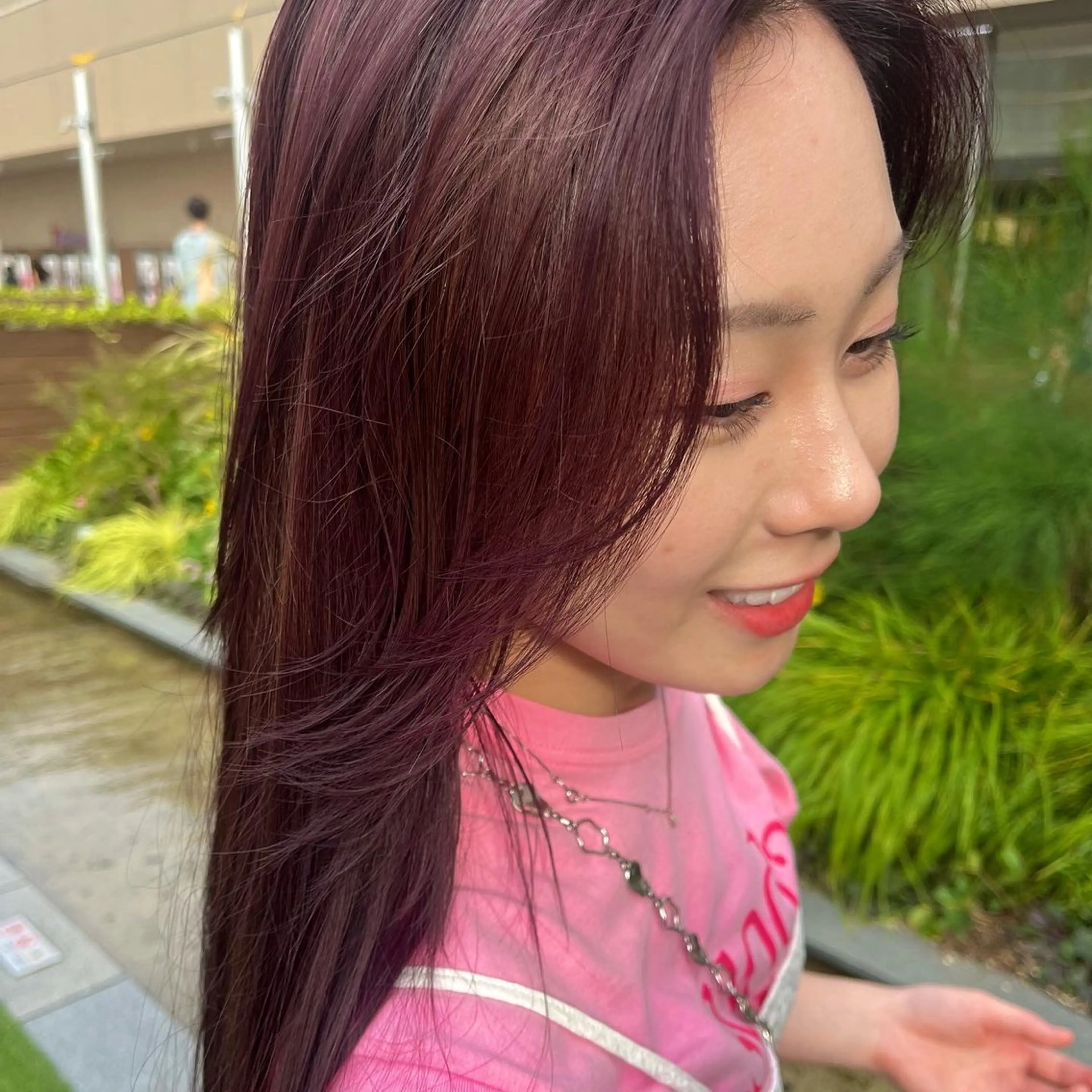 ロング カラー ブリーチ ピンクカラー ピンクパープル パープルカラー ブリーチ・ツヤ髪特化 レイヤー🥝ルナのヘアスタイル