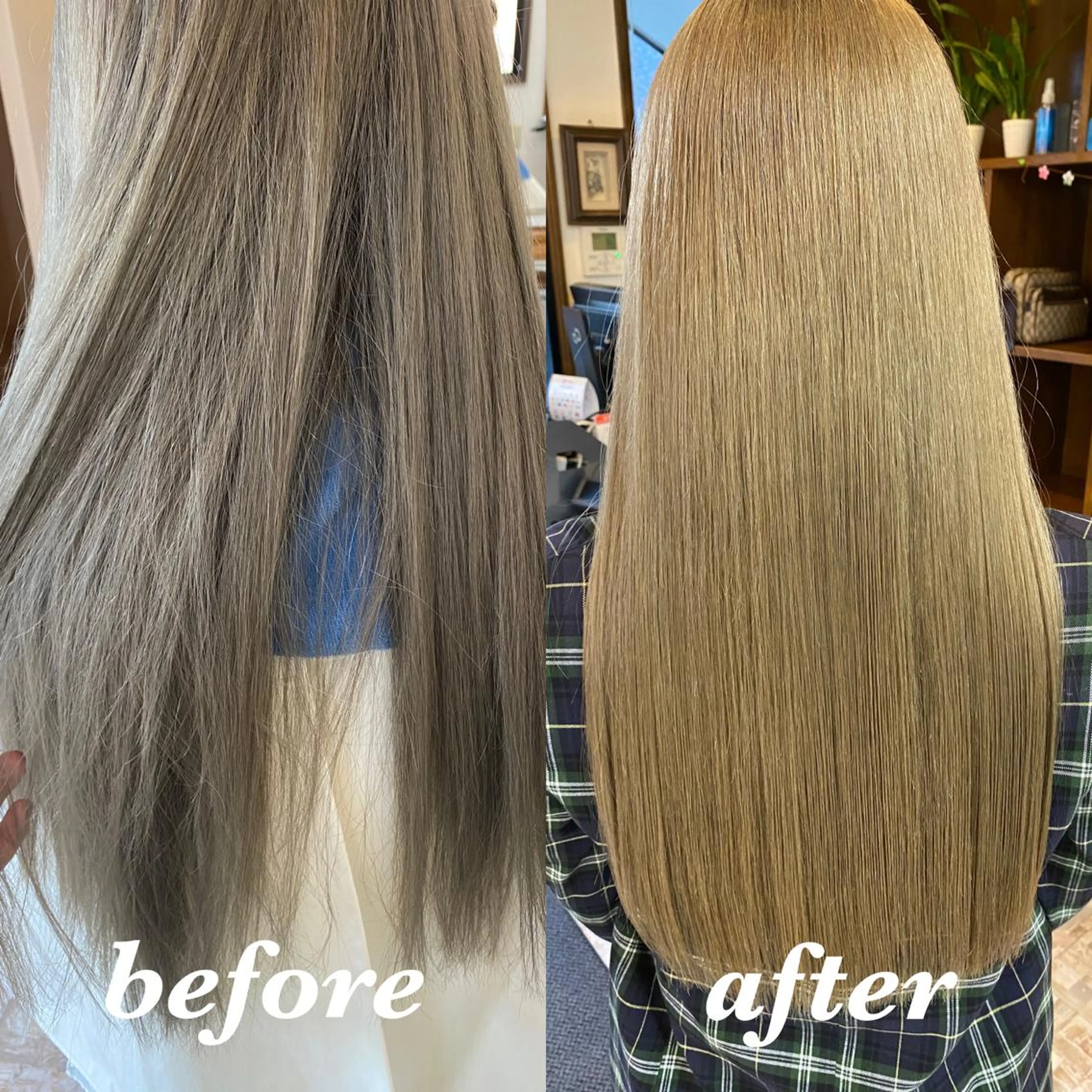 ロング カラー アッシュ ベージュカラー ブリーチ ダブルカラー グレージュ カット ヘアカラー トリートメント 韓国ヘア特化💍 tiam💍ブリーチのヘアスタイル