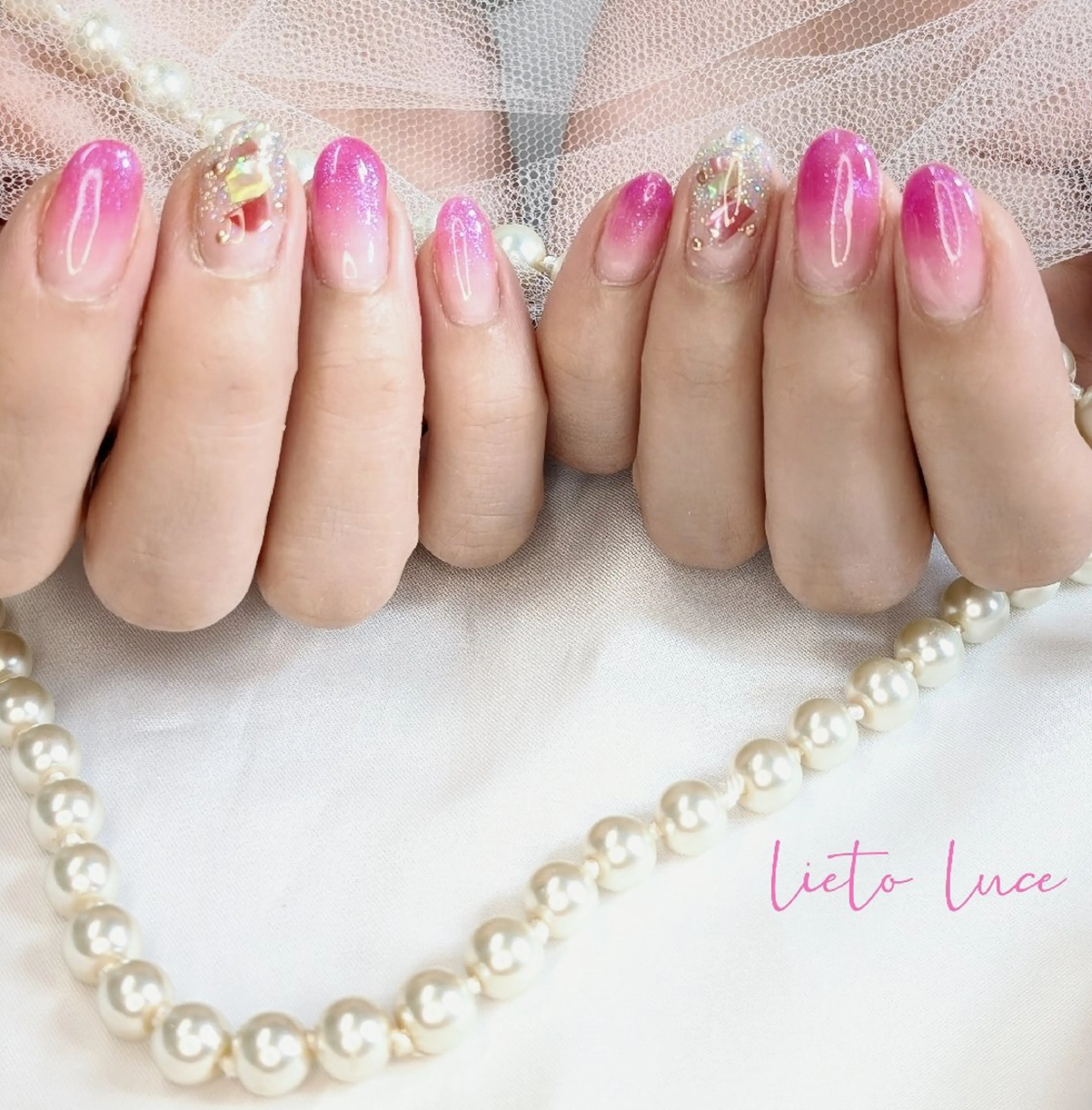 ネイル ラメ(グリッター) ピンク シンプルネイル ハンドネイル フットネイル lieto luce Yukaのネイルデザイン