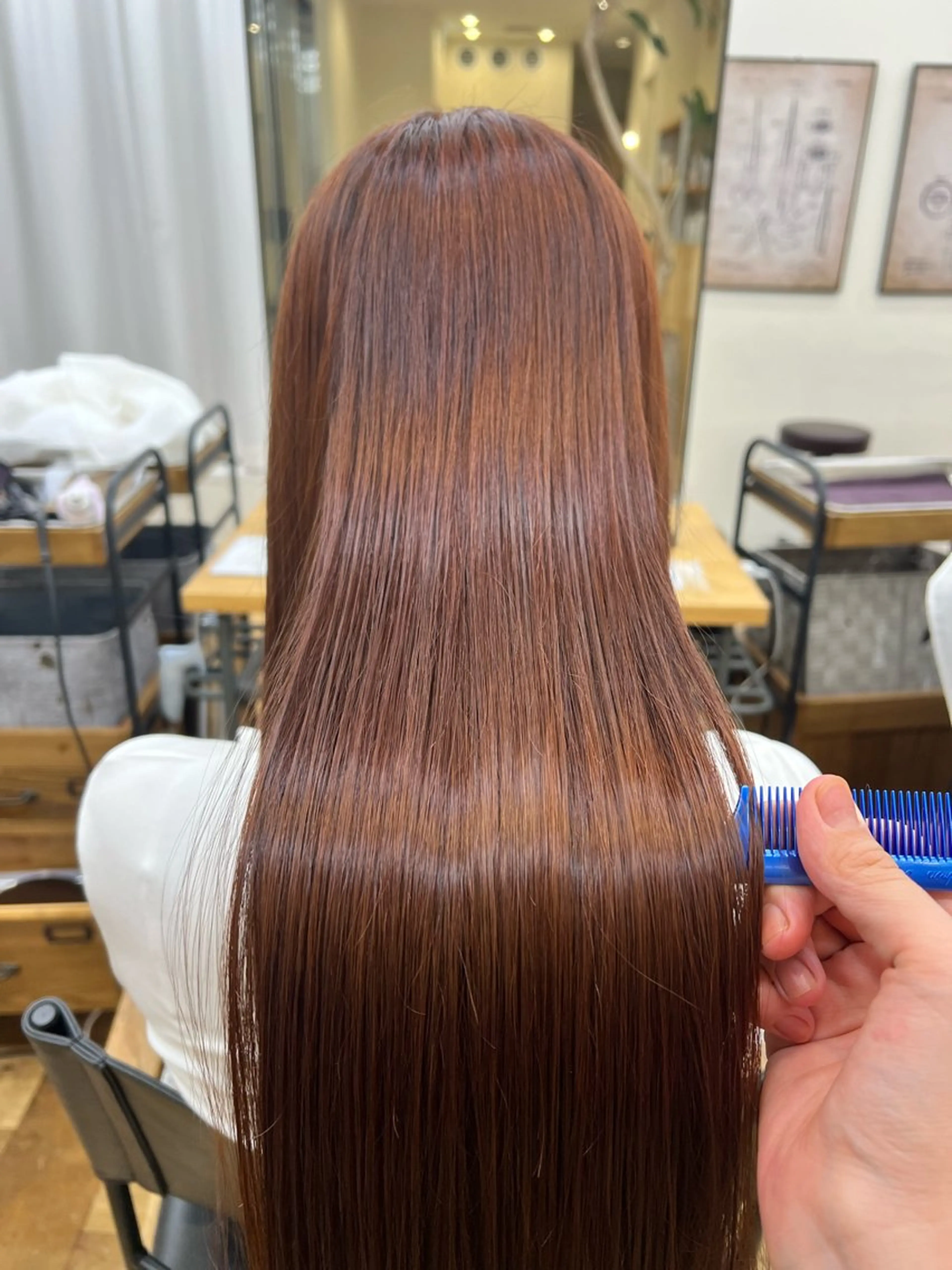 ロング オレンジブラウン ヘアカラー at'LAV by Belle原宿所属・艶髪✨縮毛矯正 🫧Airi🫧のヘアスタイル