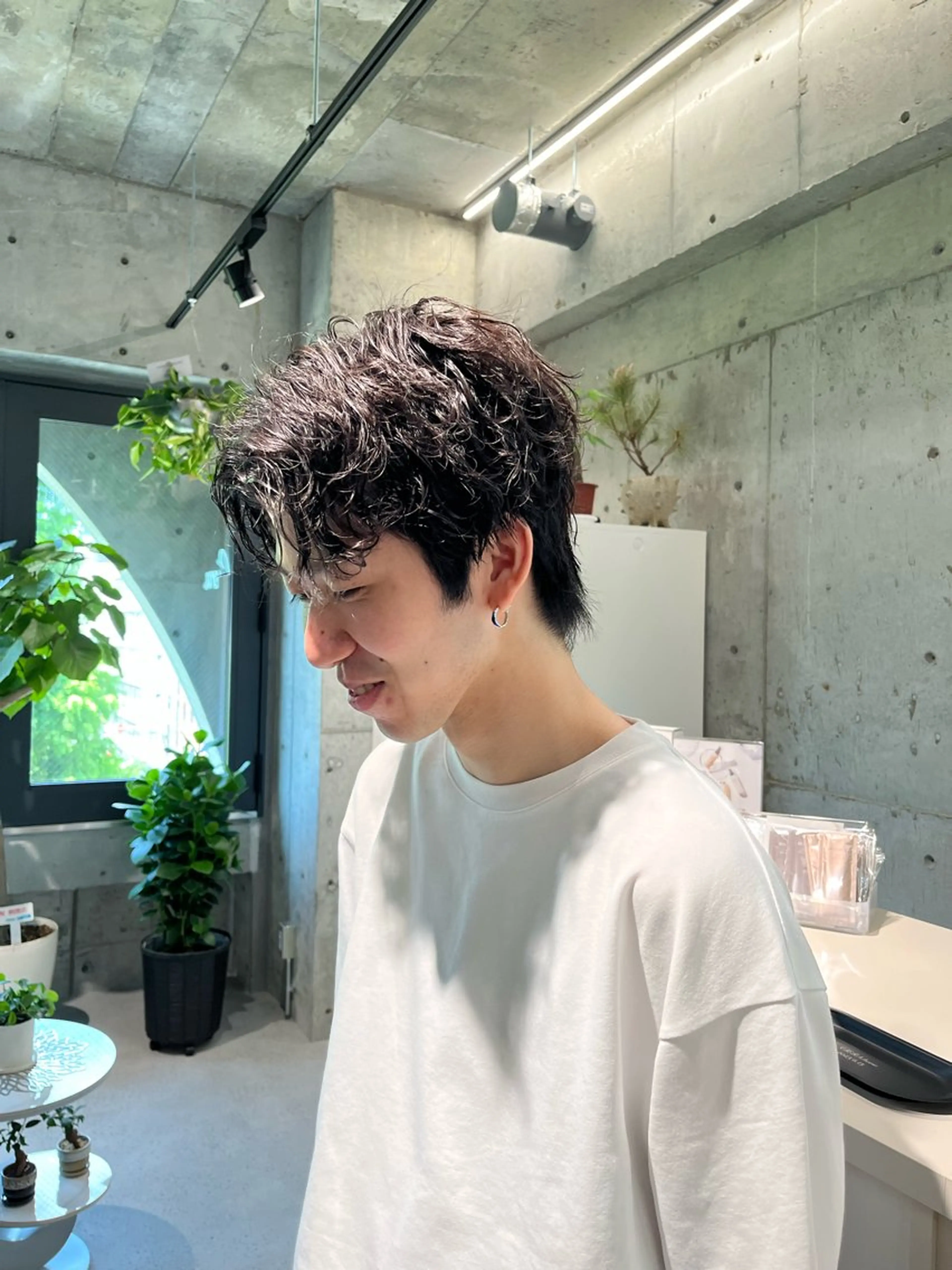 メンズ オールバック アップバング センターパート フェードカット マンバンヘア カット パーマ 西岡 あつみ/ 堀江美容室のヘアスタイル