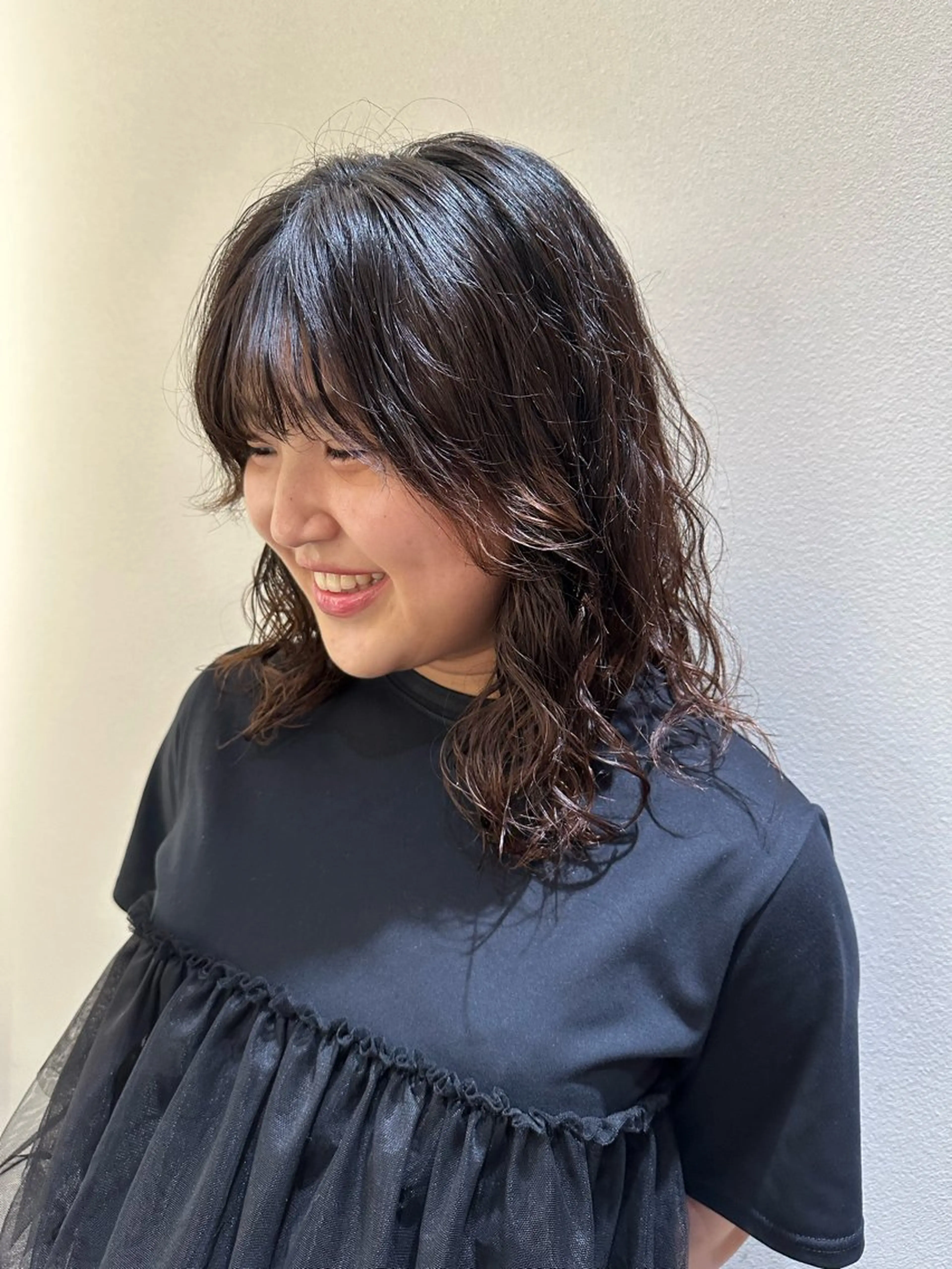 ミディアム パーマ 骨格診断/似合わせ カットあさみななこのヘアスタイル