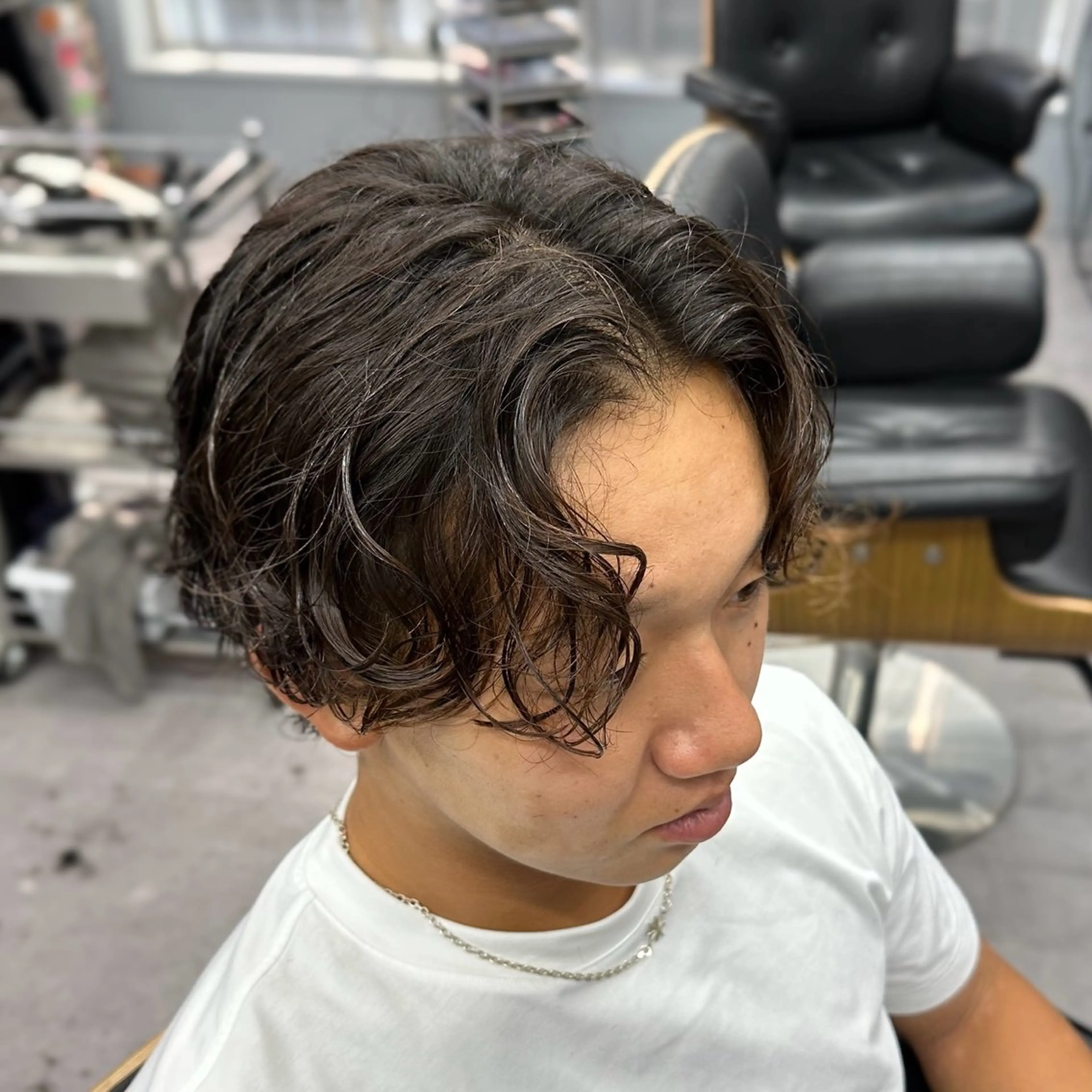 パーマ メンズ メンズブリーチ センターパート フェードカット メンズパーマ スペインカール カット パーマ I-CON  #blue MEN'S所属・池袋/カラー/パーマ NATSUのヘアスタイル