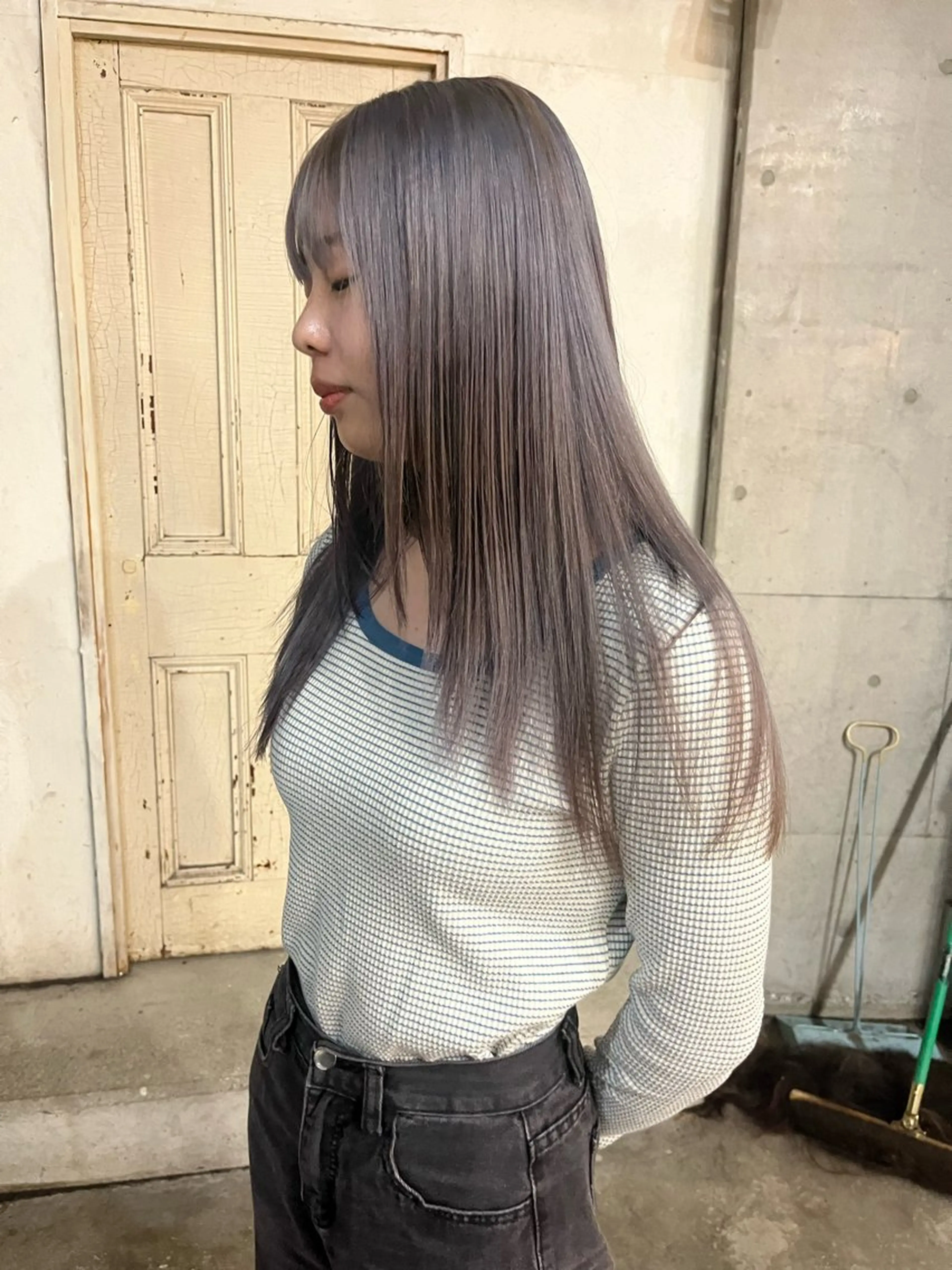 セミロング カラー カット ヘアカラー トリートメント ハイトーン/顔まわり レイヤー/YUKAのヘアスタイル