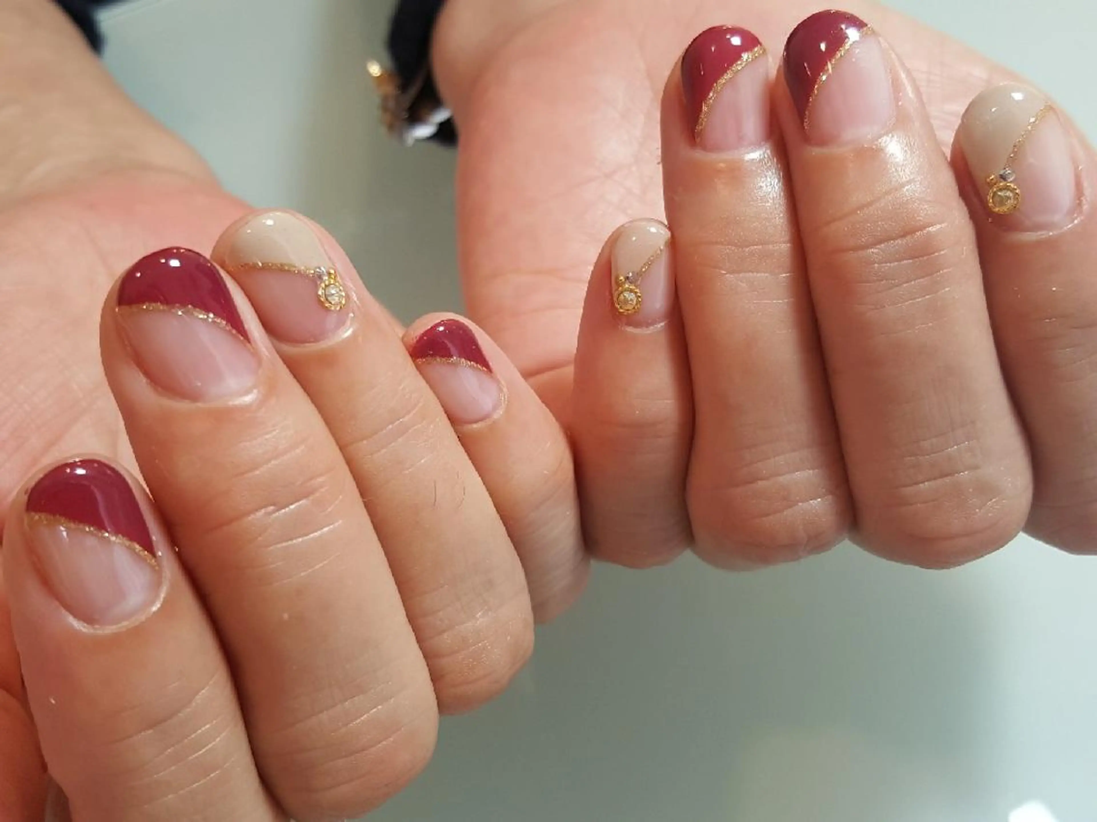 ネイル フレンチネイル 斜めフレンチ 人気エリア💖完全個室【ルリエ】所属・ネイルサロン Lelienルリエのネイルデザイン