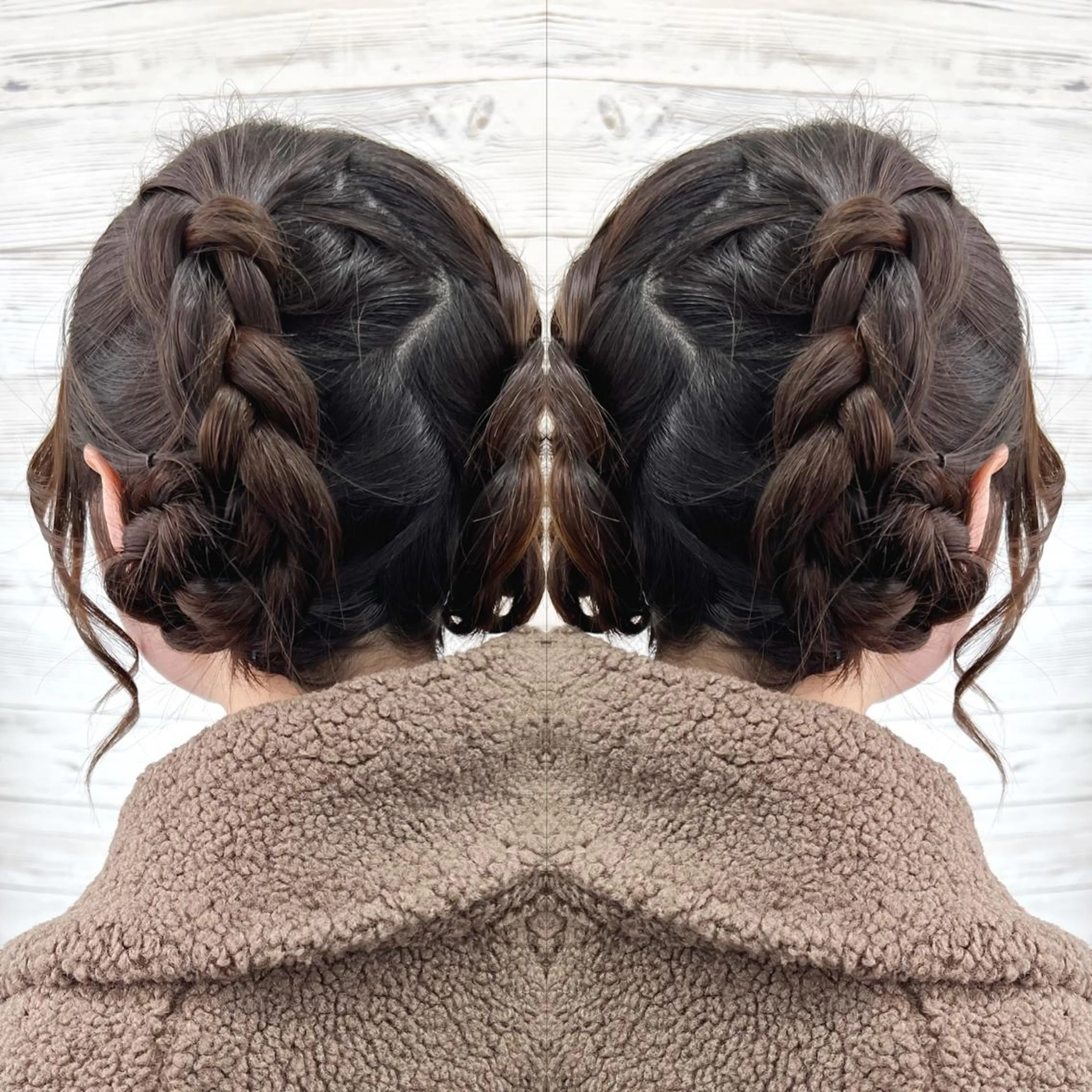 セミロング ヘアアレンジ お団子ヘア ヘアセット 枝毛カット＆髪質改善 満足NO.1岡しゃんのヘアスタイル