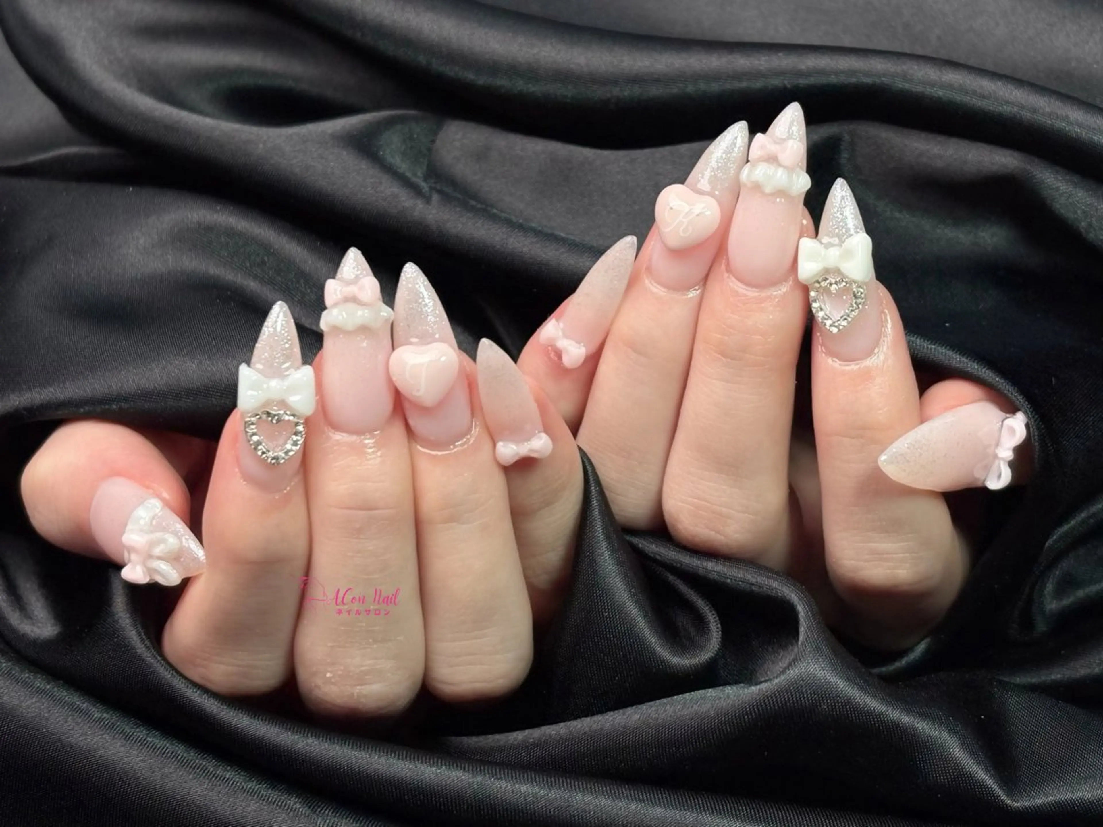 ネイル 桜ネイル 長さ出し フラワーネイル フレンチネイル ジェルネイル ハンドネイル AConNailSalon所属・ACon NailSalonのネイルデザイン