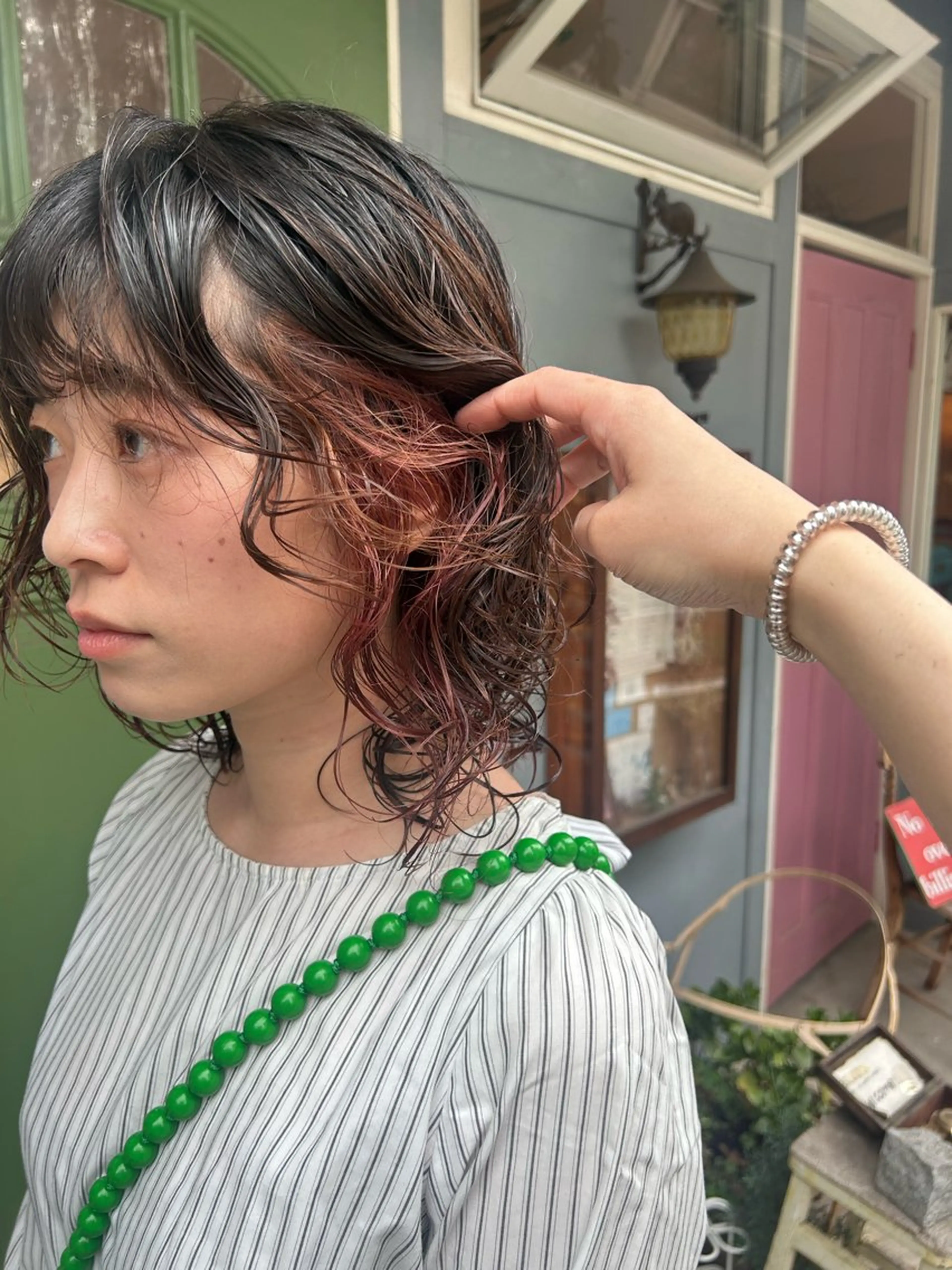 ミディアム パーマ カット パーマ トリートメント 清水千優/パーマ/透 明感カラー/メンズのヘアスタイル